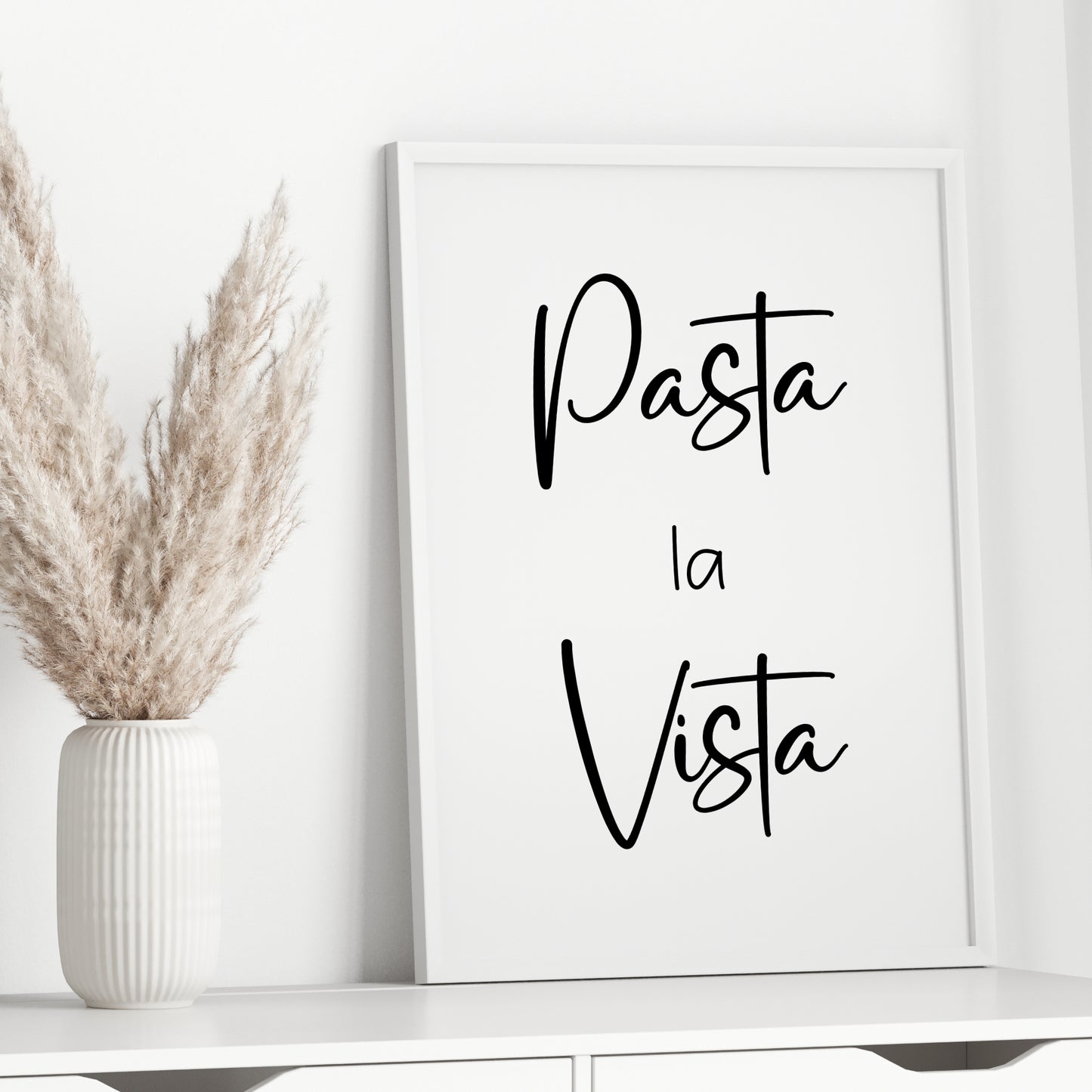 Pasta la Vista Poster Wanddeko Küchenbild Küche Spruch lustig witzig Minimalistisch schwarz weiß