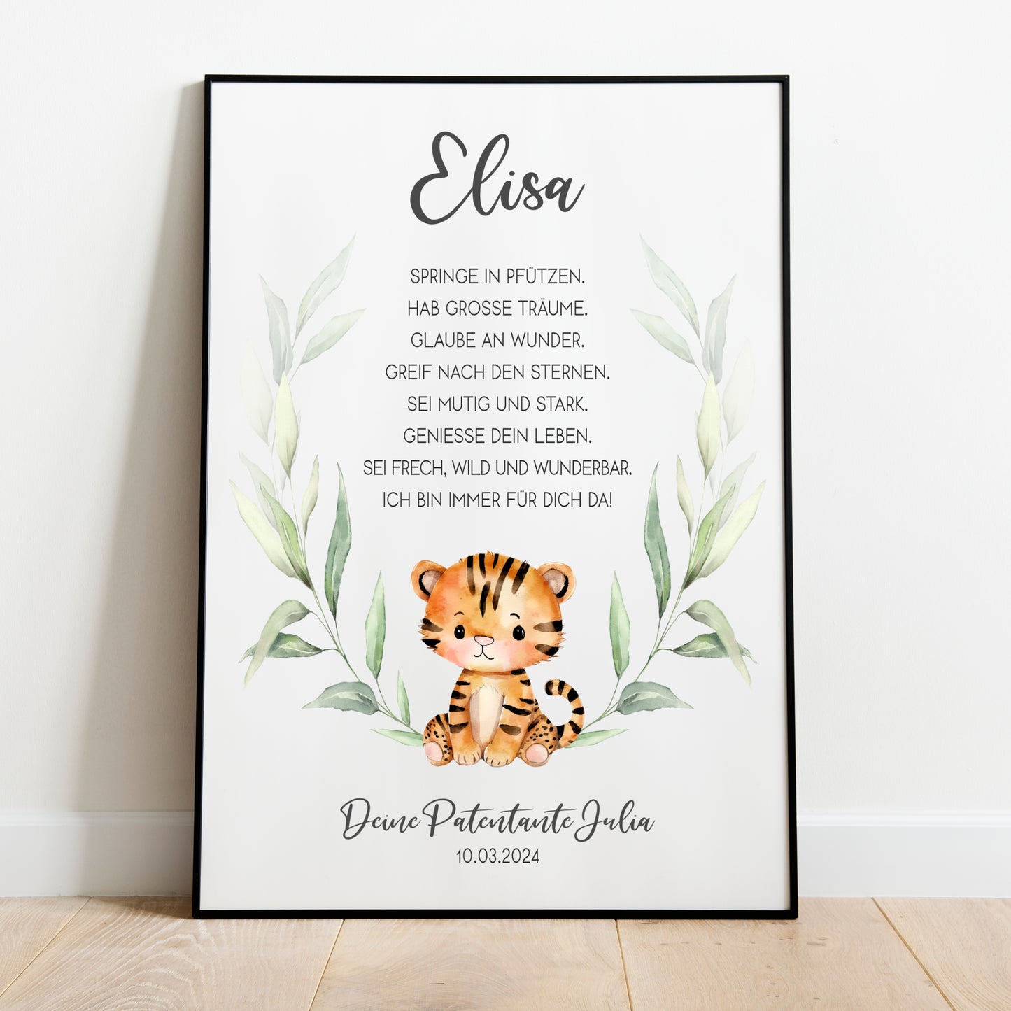 Patenbrief für Patenkind Taufe personalisiert Tiger
