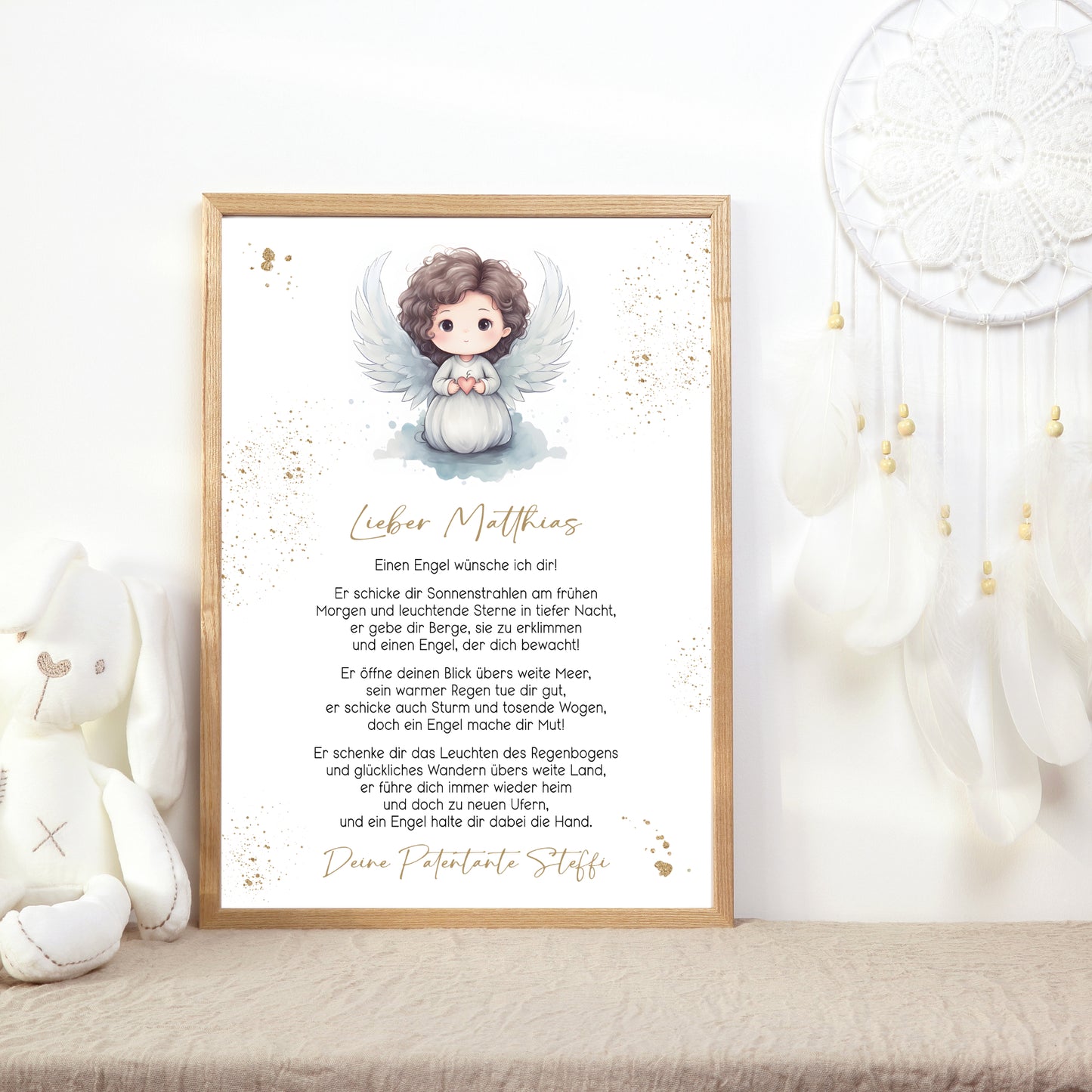 Patenbrief Poster Taufgeschenk Patenkind Taufe personalisiert Taufbrief Engel Mädchen Jungen