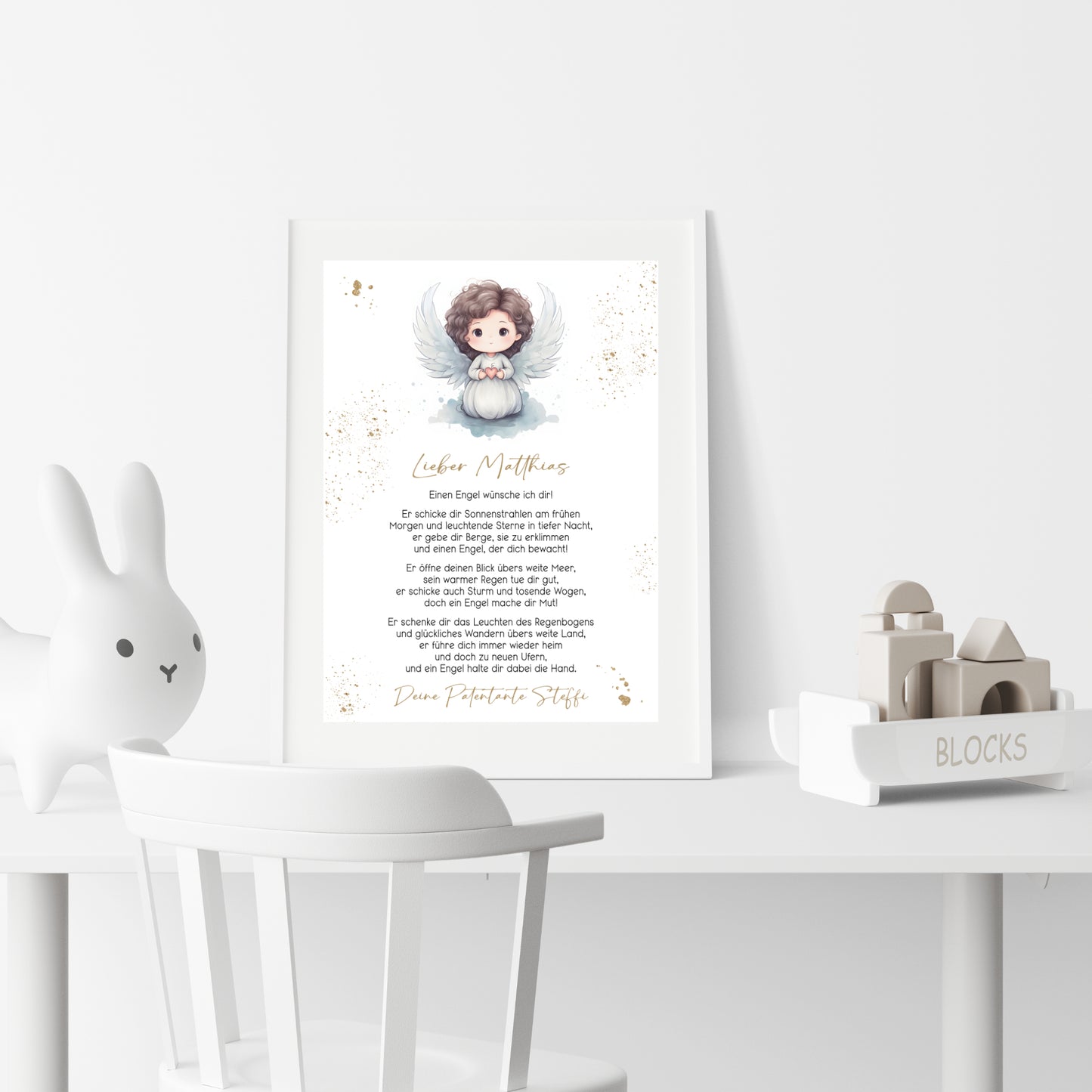 Patenbrief Poster Taufgeschenk Patenkind Taufe personalisiert Taufbrief Engel Mädchen Jungen