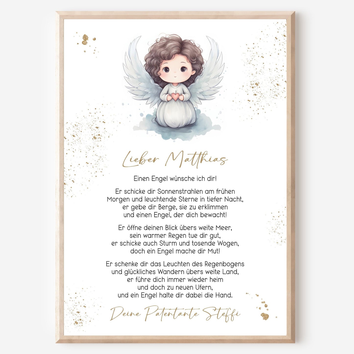 Patenbrief Poster Taufgeschenk Patenkind Taufe personalisiert Taufbrief Engel Mädchen Jungen