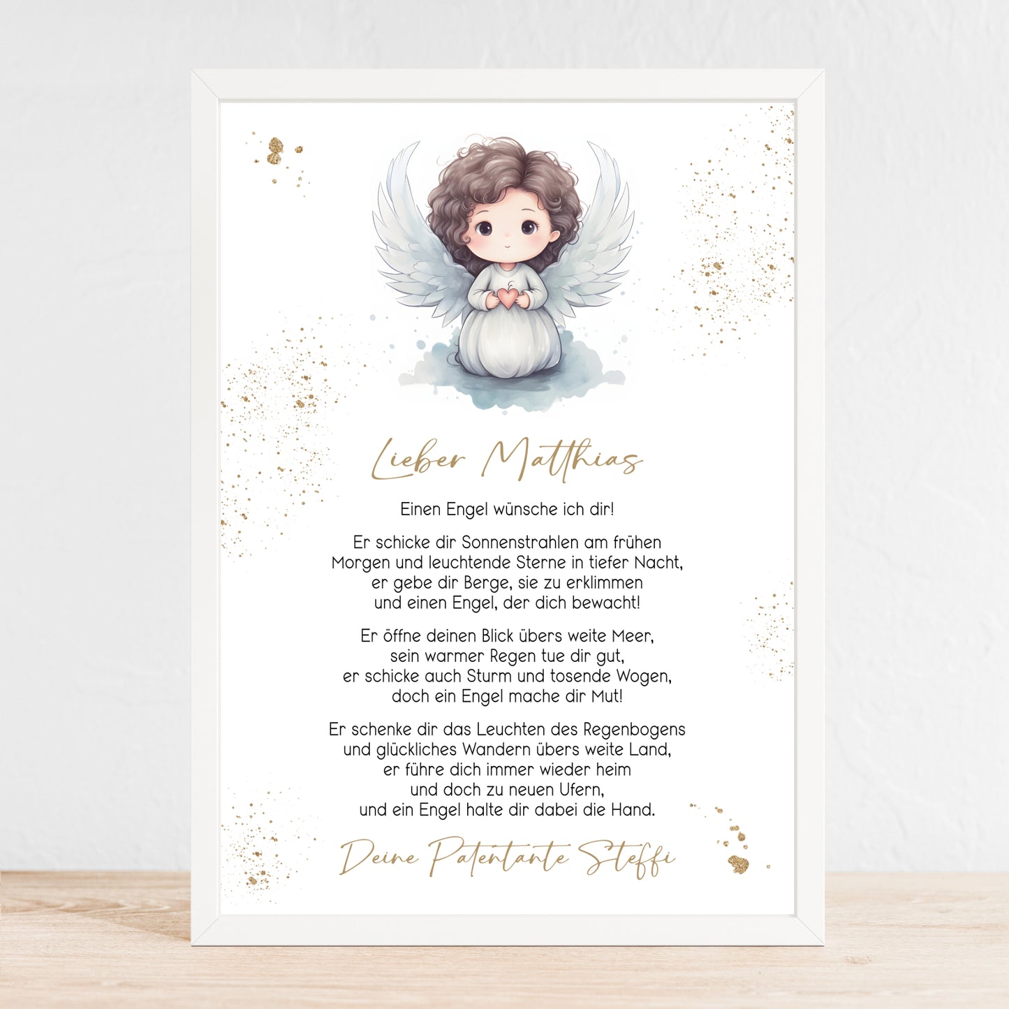 Patenbrief Poster Taufgeschenk Patenkind Taufe personalisiert Taufbrief Engel Mädchen Jungen