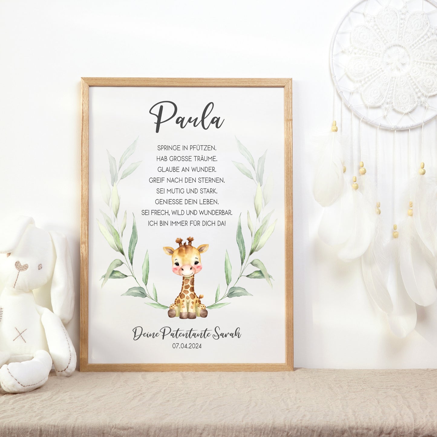 Patenbrief für Patenkind Taufe personalisiert Giraffe