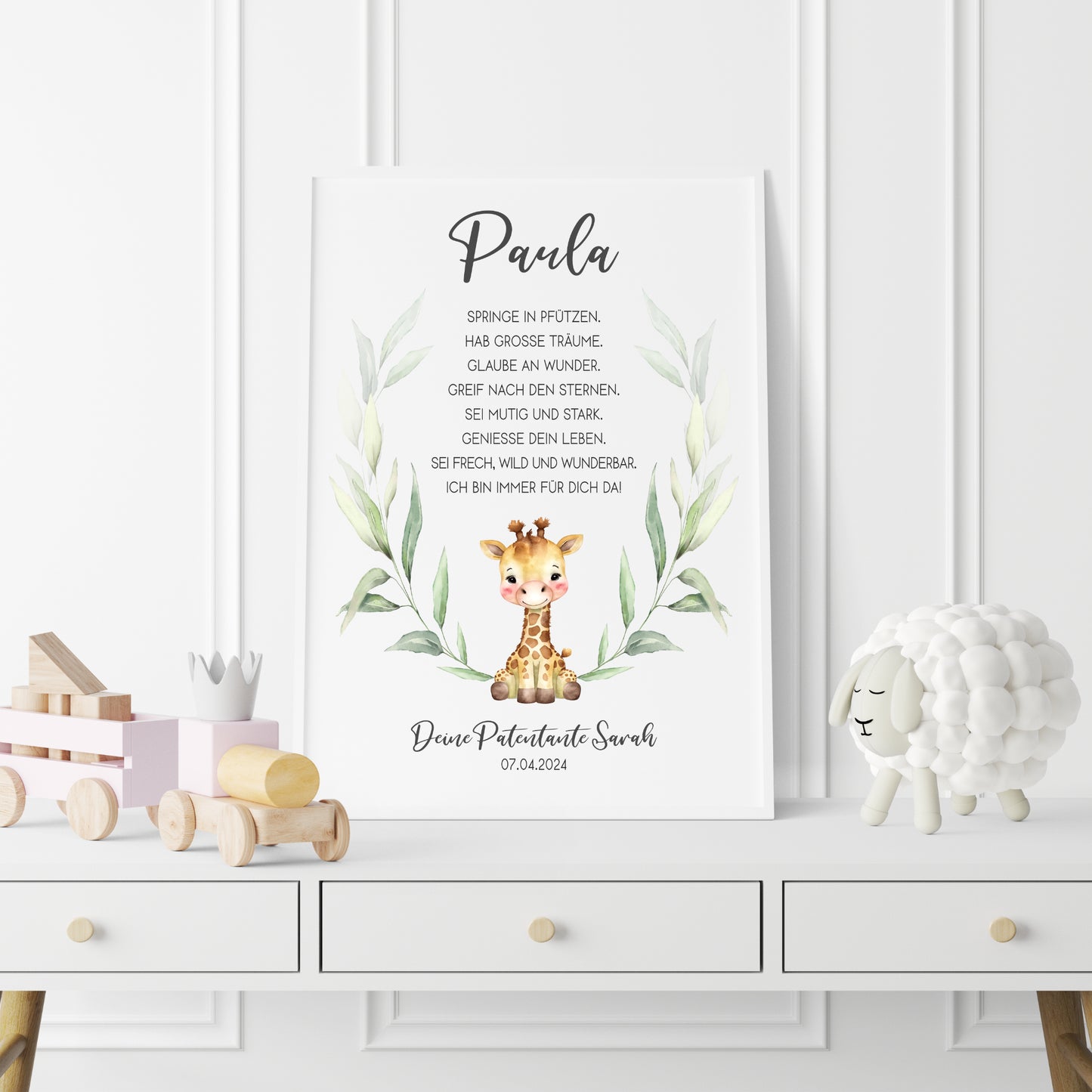 Patenbrief für Patenkind Taufe personalisiert Giraffe