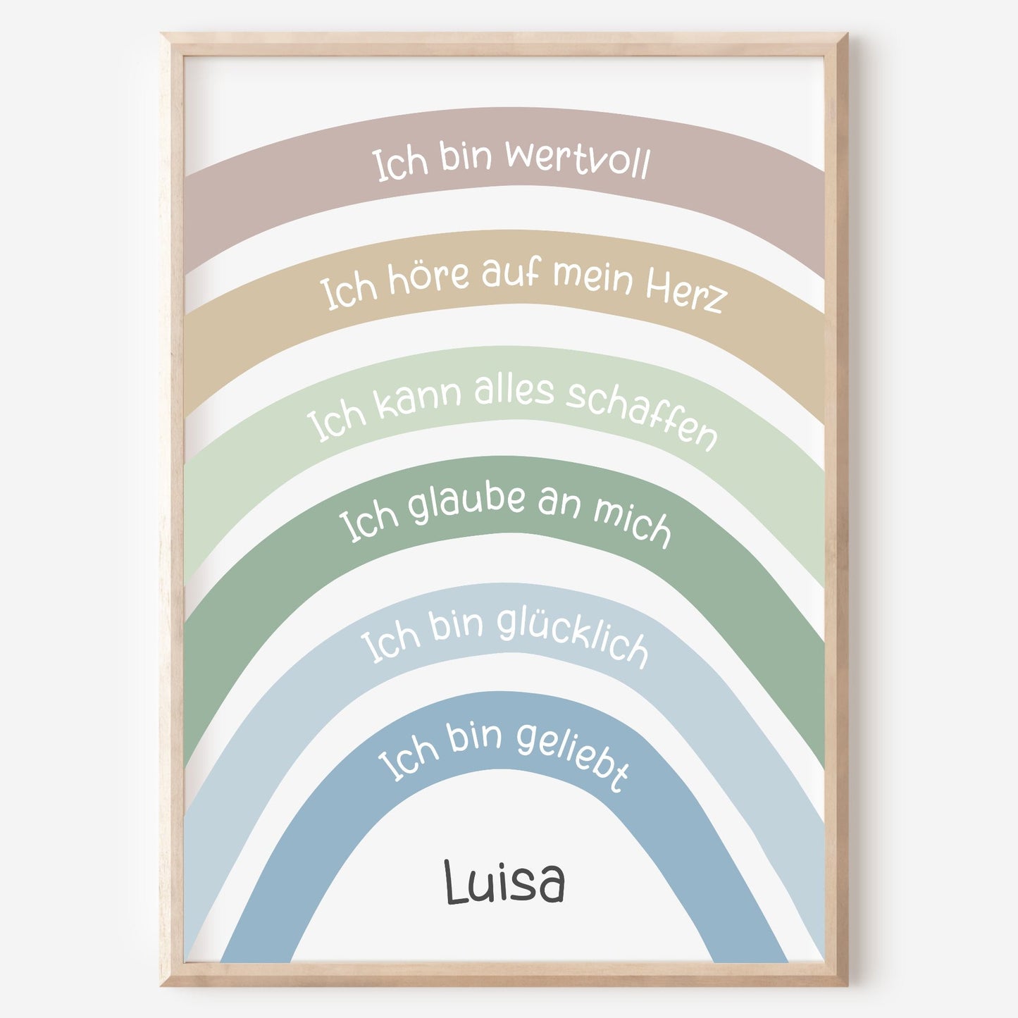 Kinderzimmer Poster Affirmation Mädchen Jungen Regenbogen personalisiert