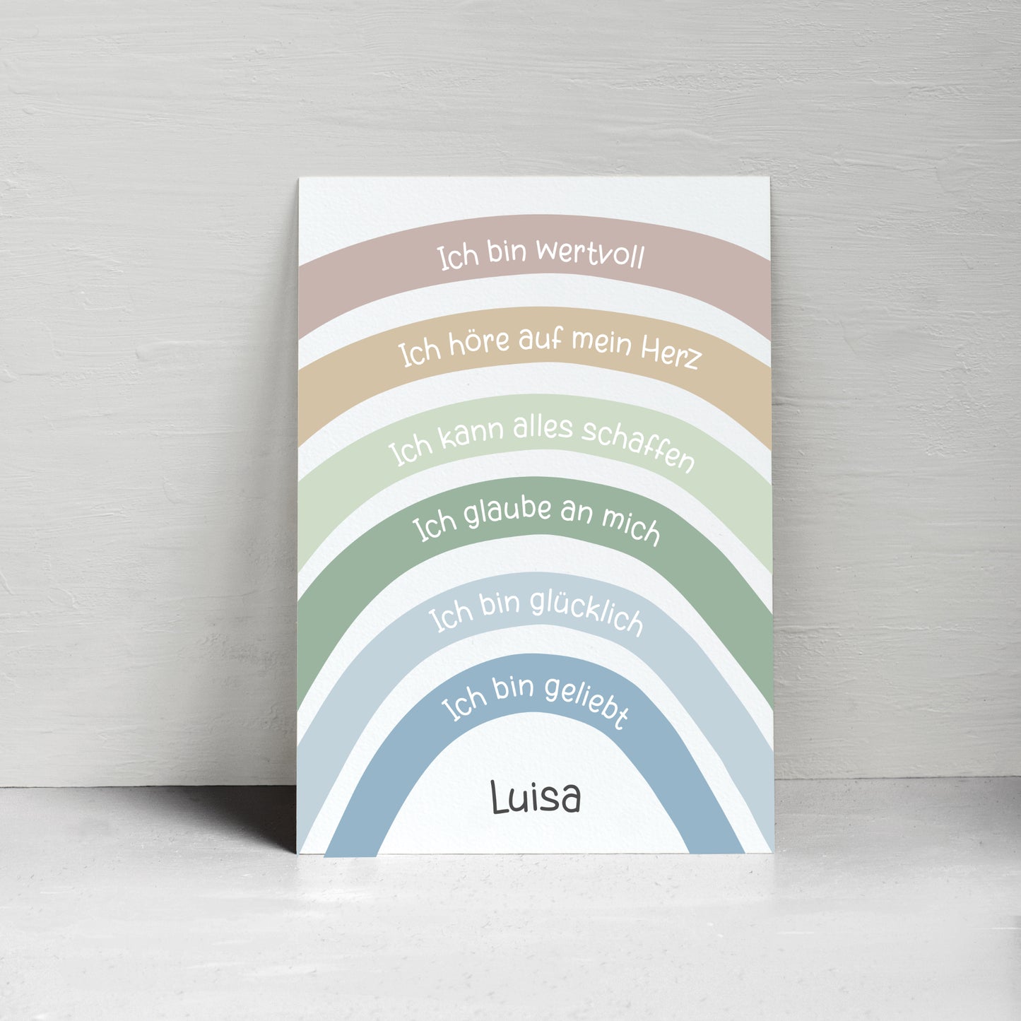 Kinderzimmer Poster Affirmation Mädchen Jungen Regenbogen personalisiert