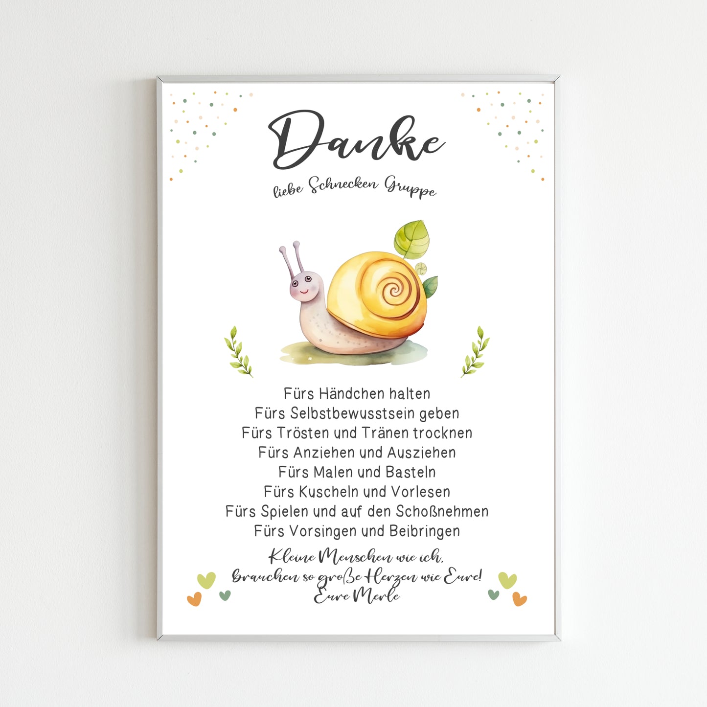 Abschiedsgeschenk Danke Kita Erzieherin Kindergarten Schnecke