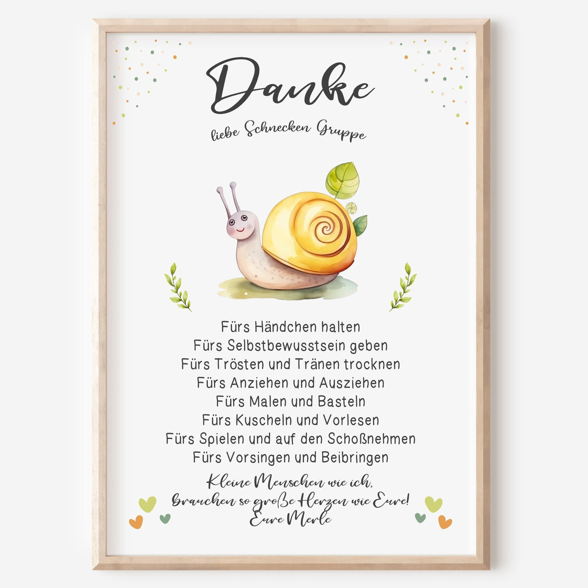 Abschiedsgeschenk Danke Kita Erzieherin Kindergarten Schnecke