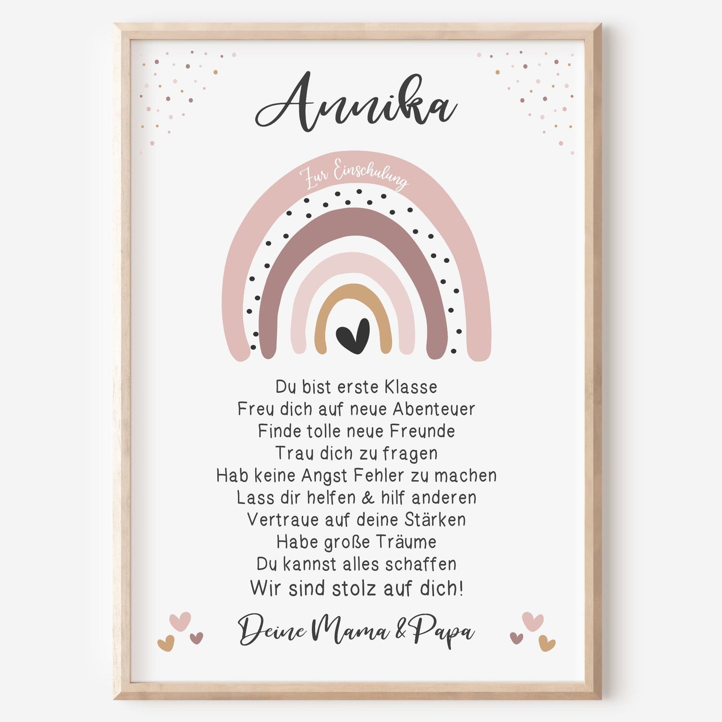 Einschulung Poster Affirmation Schulanfang Mädchen Regenbogen Rosa personalisiert