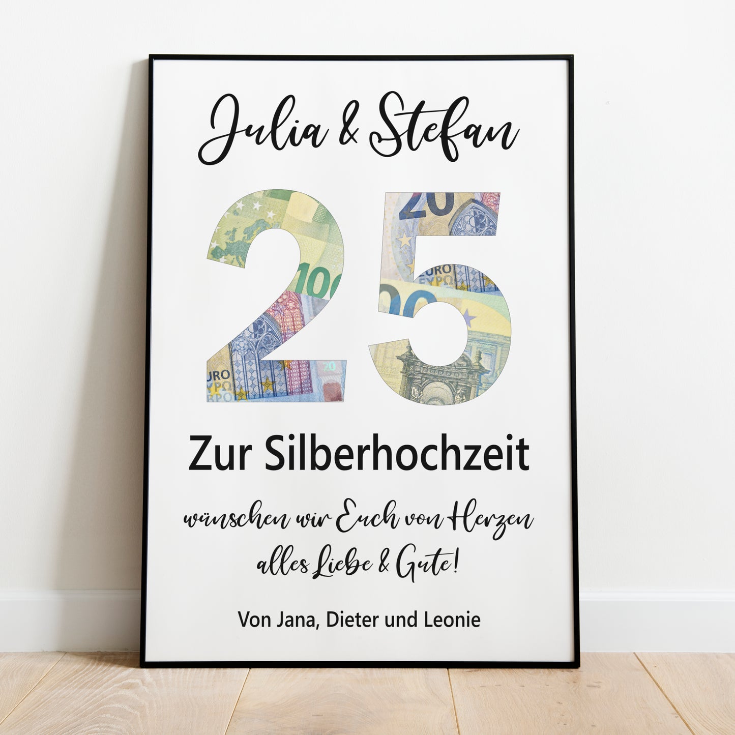 Geldgeschenk Silberhochzeit Jubiläum Personalisiert Poster 25 Jahre Hochzeitstag