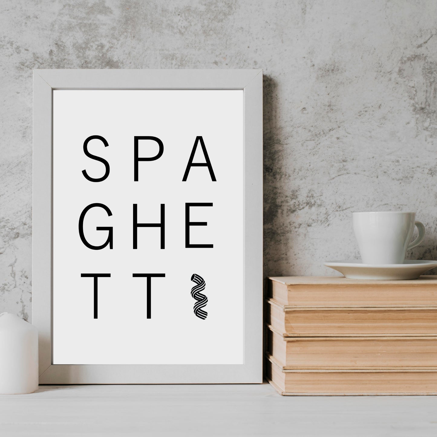 Spaghetti Poster Küchenbild Familie Home Zuhause Wanddeko schwarz weiß