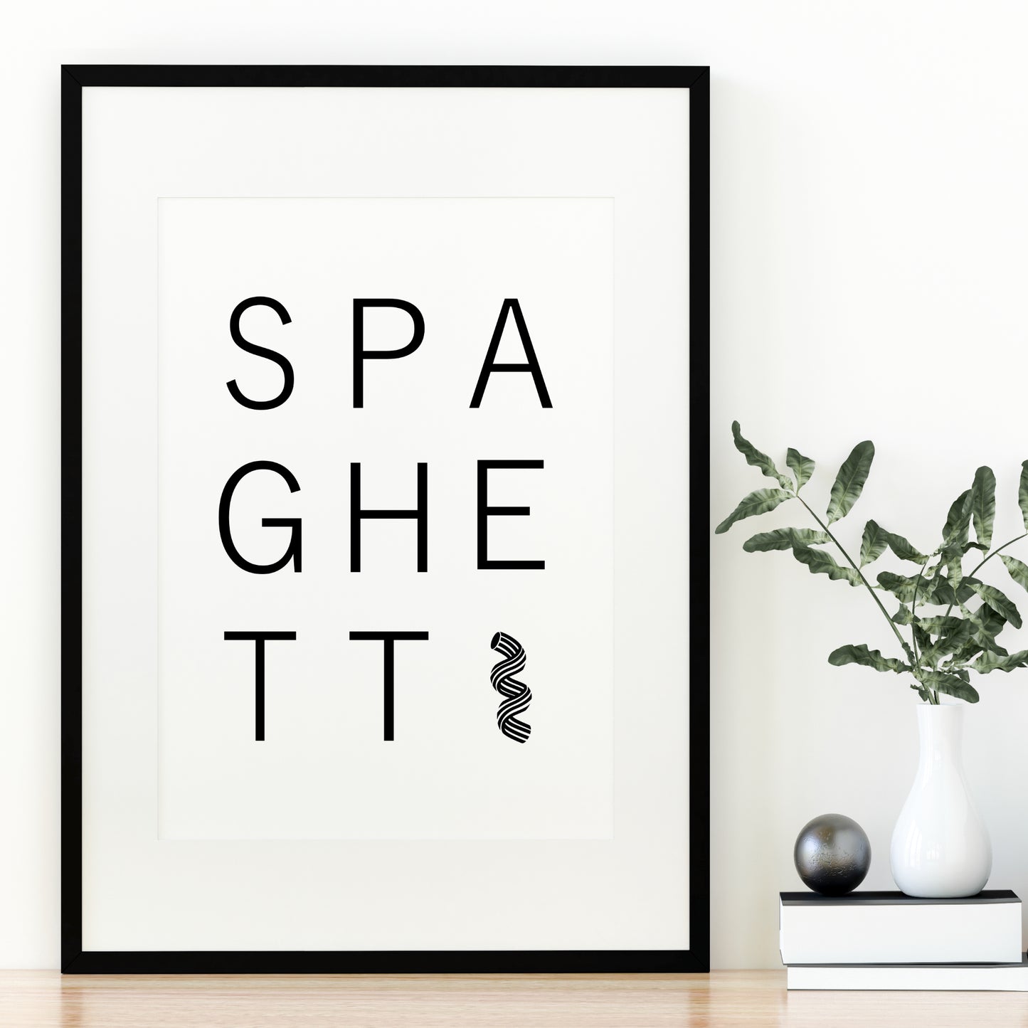 Spaghetti Poster Küchenbild Familie Home Zuhause Wanddeko schwarz weiß