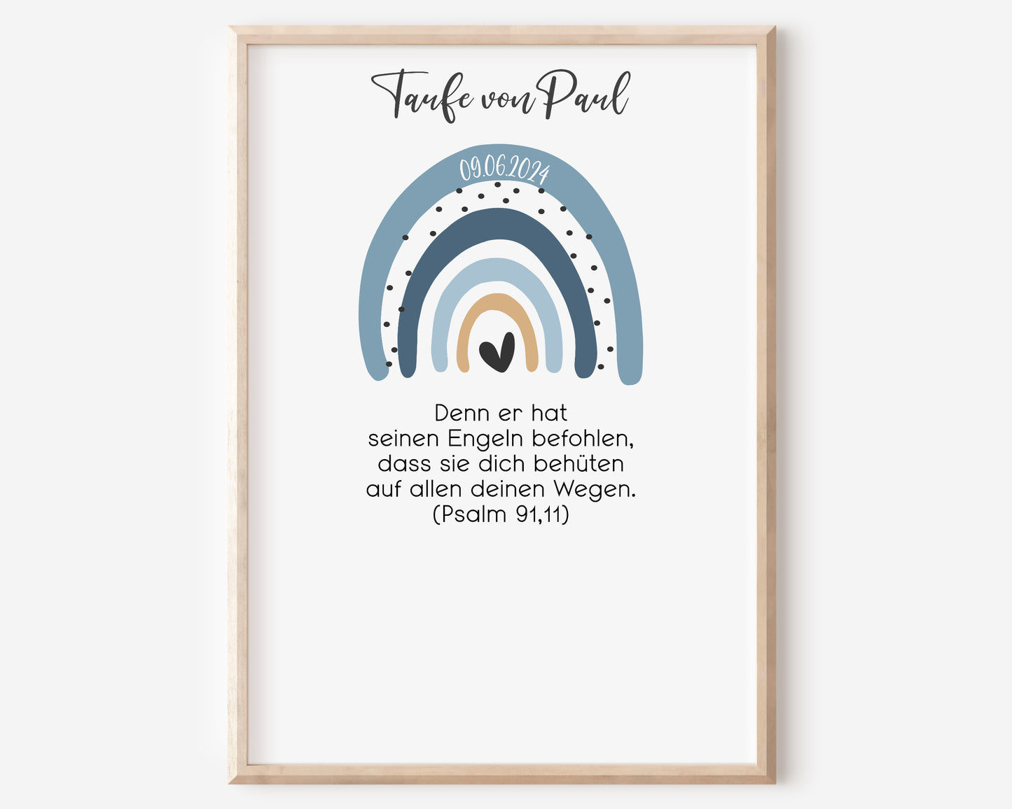 Taufe Gästeposter Fingerabdrücke Patenkind Regenbogen Gästebuch personalisiert Taufgeschenk Taufgästebuch Fingerprint Gästebild blau