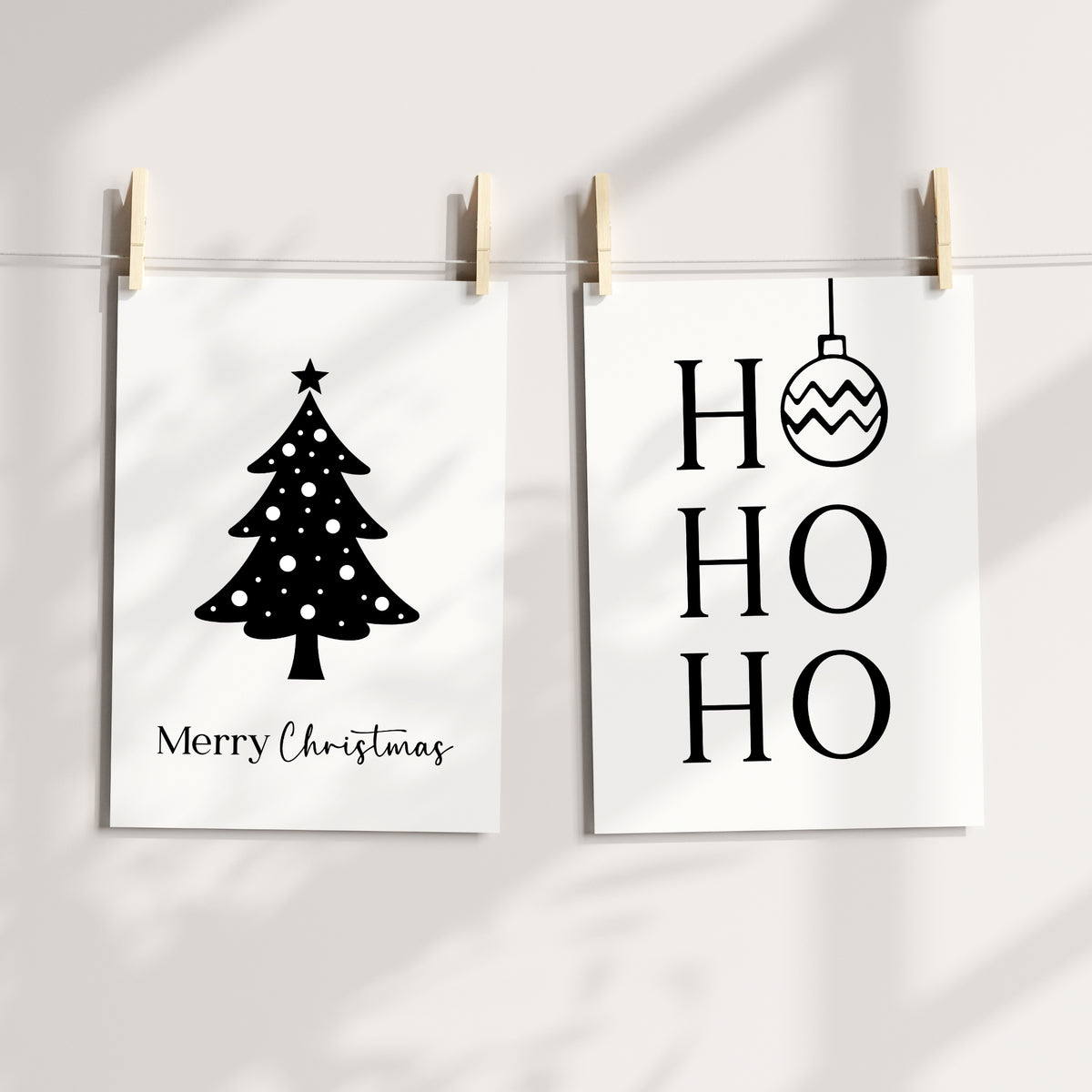 Weihnachten Poster 2er Set Weihnachtsbaum Ho Ho Ho Weihnachtsdeko Tannenbaum Weihnachtsposter