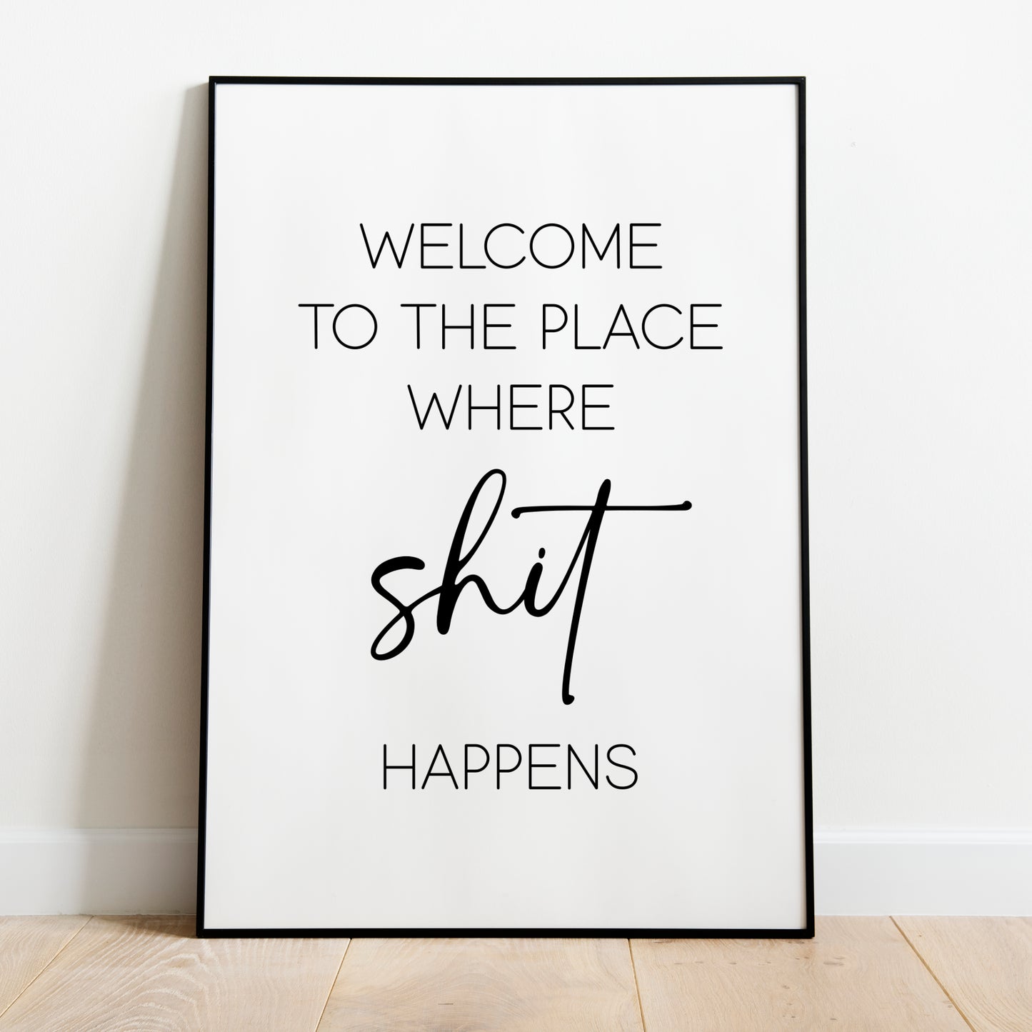 Welcome Poster Badezimmer Toilette Gäste WC lustig Minimalistisch schwarz weiß Humor