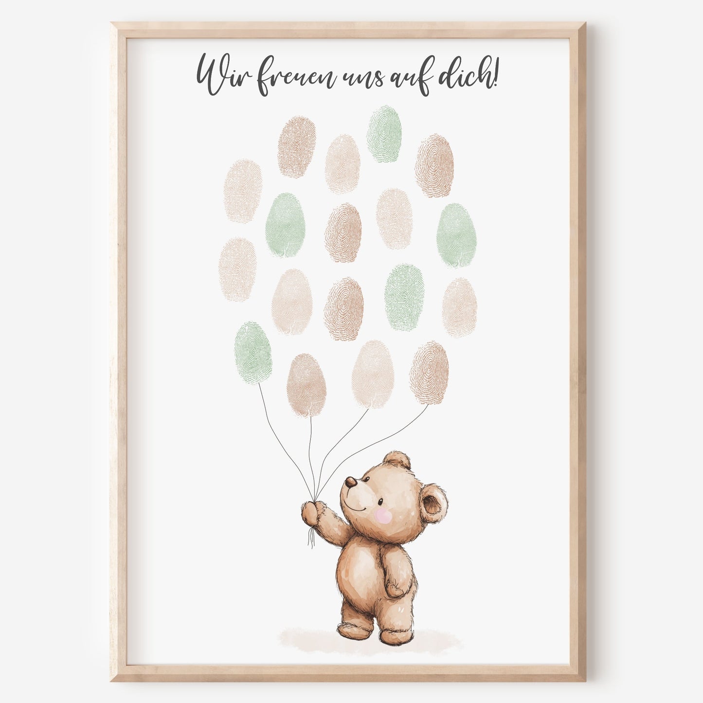 Gästebild Poster Babyparty Fingerabdruck Bär Gästebuch Geburt Baby Shower