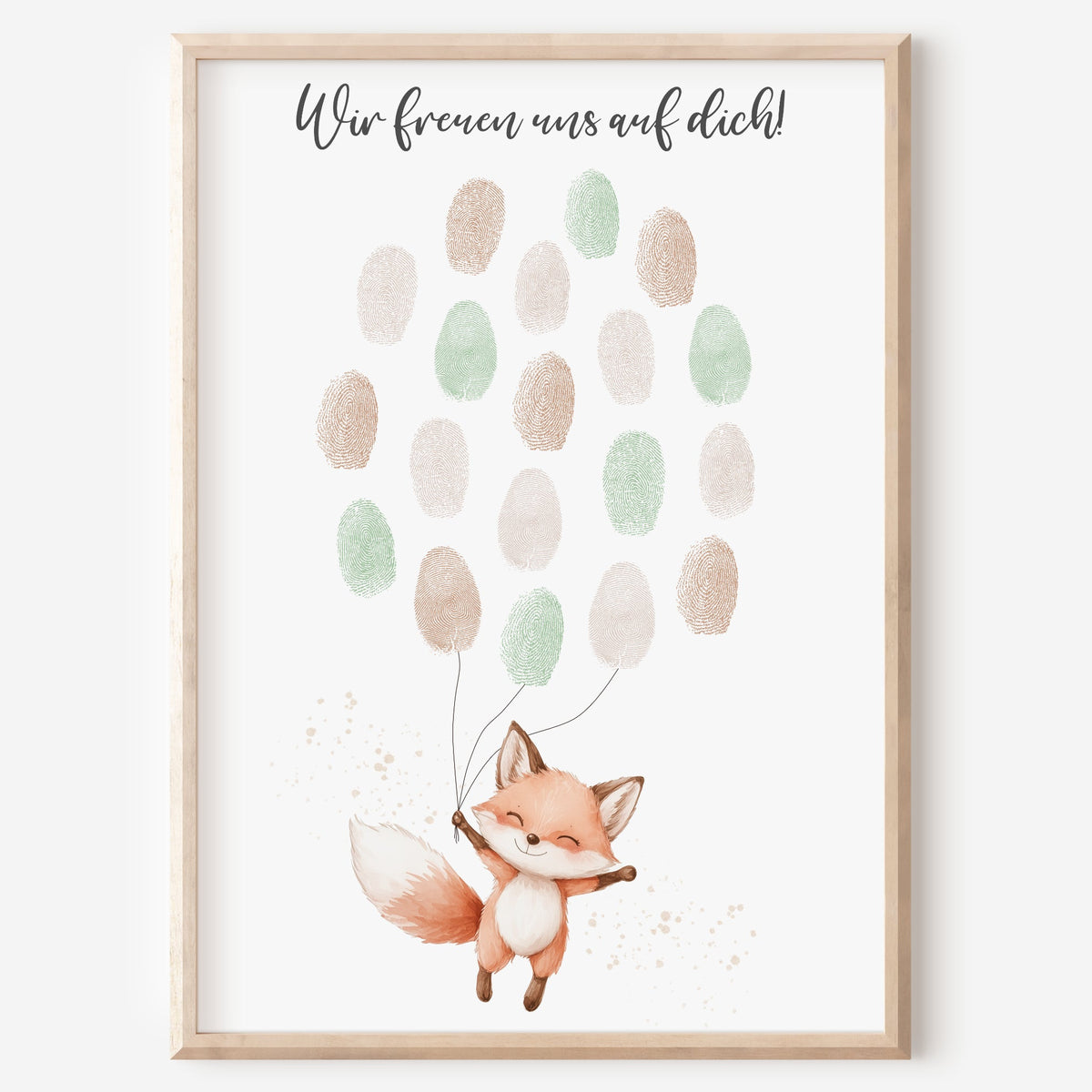 Gästebild Poster Babyparty Fingerabdruck Fuchs Gästebuch Geburt Baby Shower