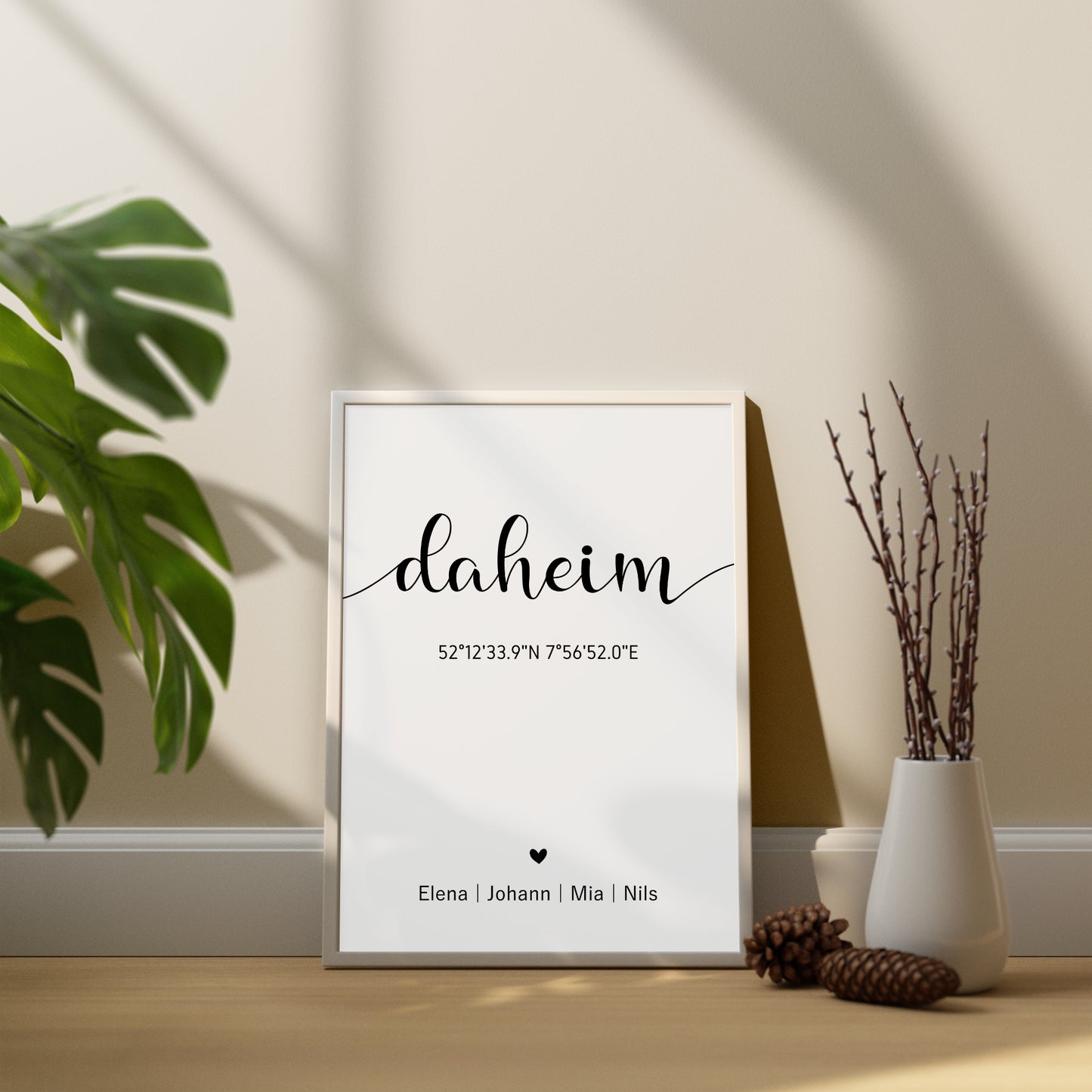 Poster Daheim GPS Koordinaten Familie Home Zuhause personalisiert