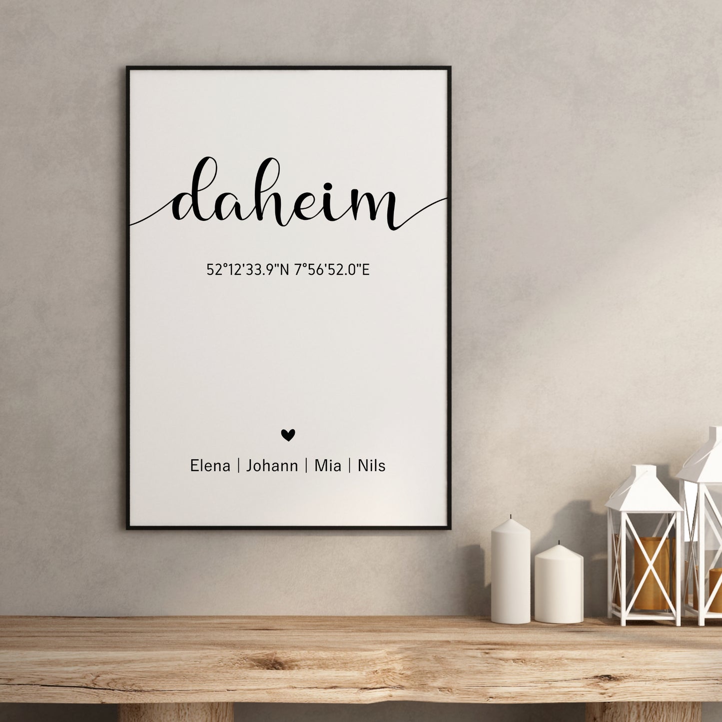 Poster Daheim GPS Koordinaten Familie Home Zuhause personalisiert