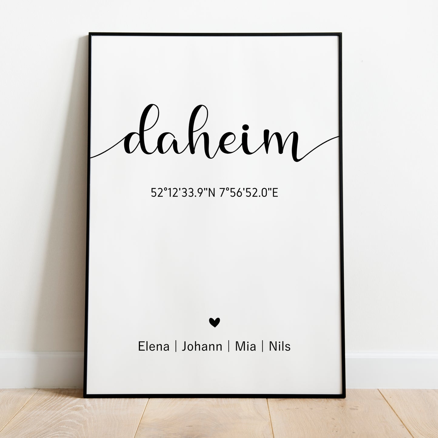 Poster Daheim GPS Koordinaten Familie Home Zuhause personalisiert
