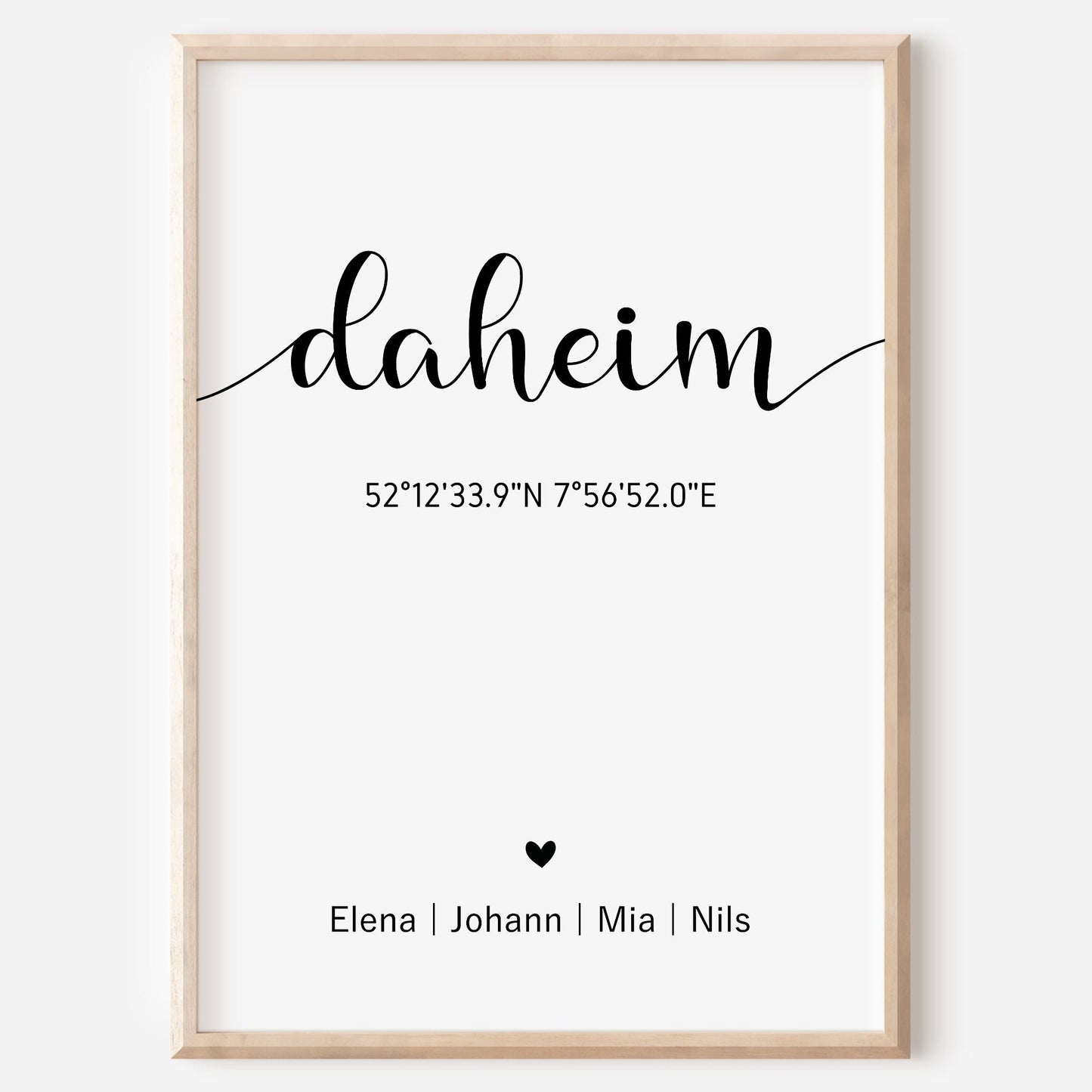 Poster Daheim GPS Koordinaten Familie Home Zuhause personalisiert