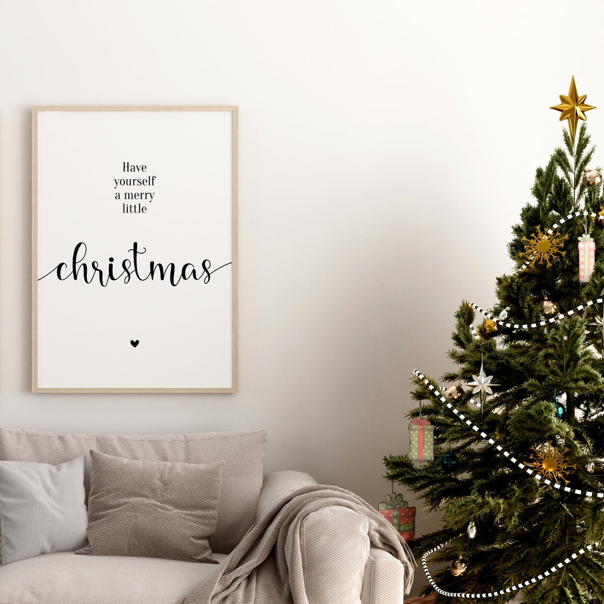 Weihnachten Poster Merry little Christmas Weihnachtsdeko Weihnachtsposter