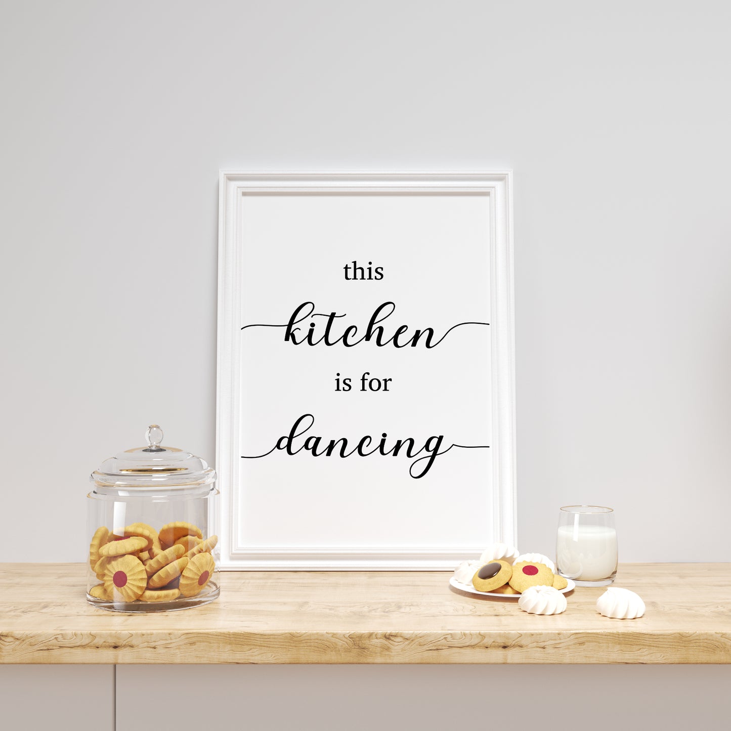 This kitchen is for dancing Poster Küchenbild Familie Home Zuhause Wanddeko schwarz weiß