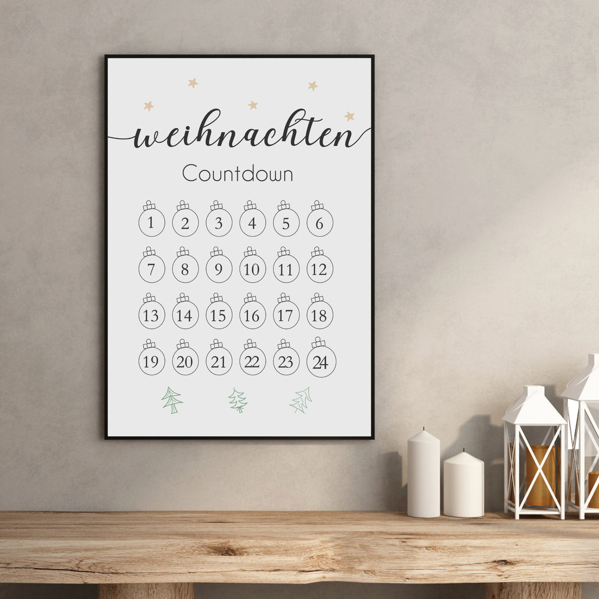 Weihnachten Poster Countdown Weihnachtsdekoration Weihnachtskalender