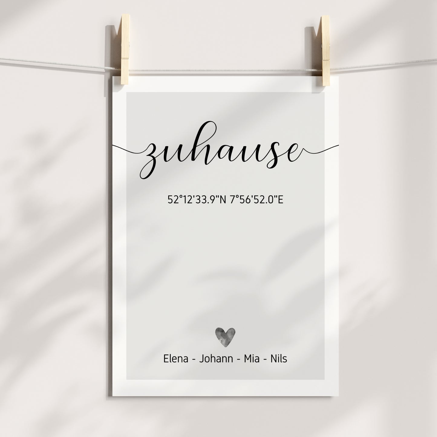 Poster Zuhause GPS Koordinaten Familie Home personalisiert
