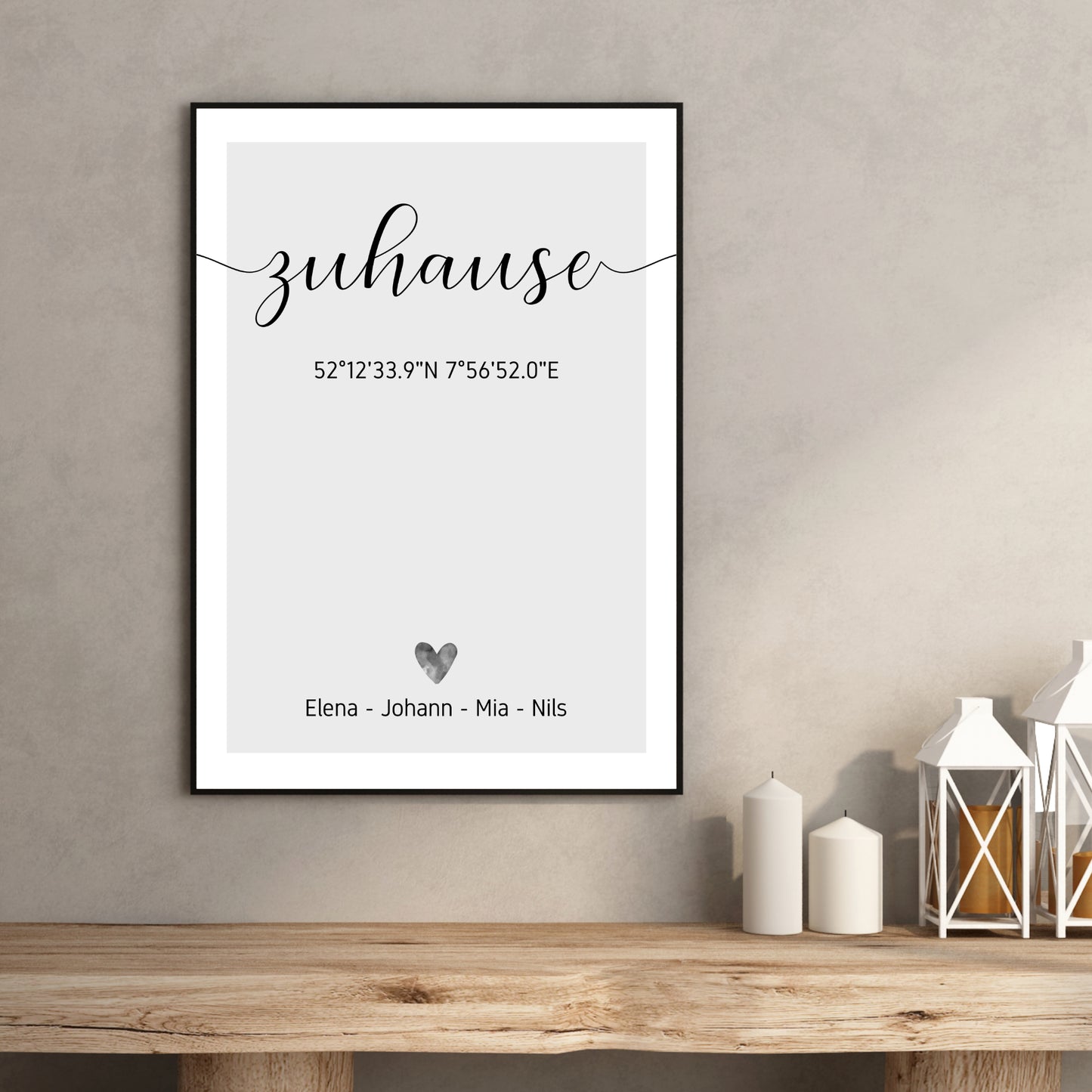 Poster Zuhause GPS Koordinaten Familie Home personalisiert