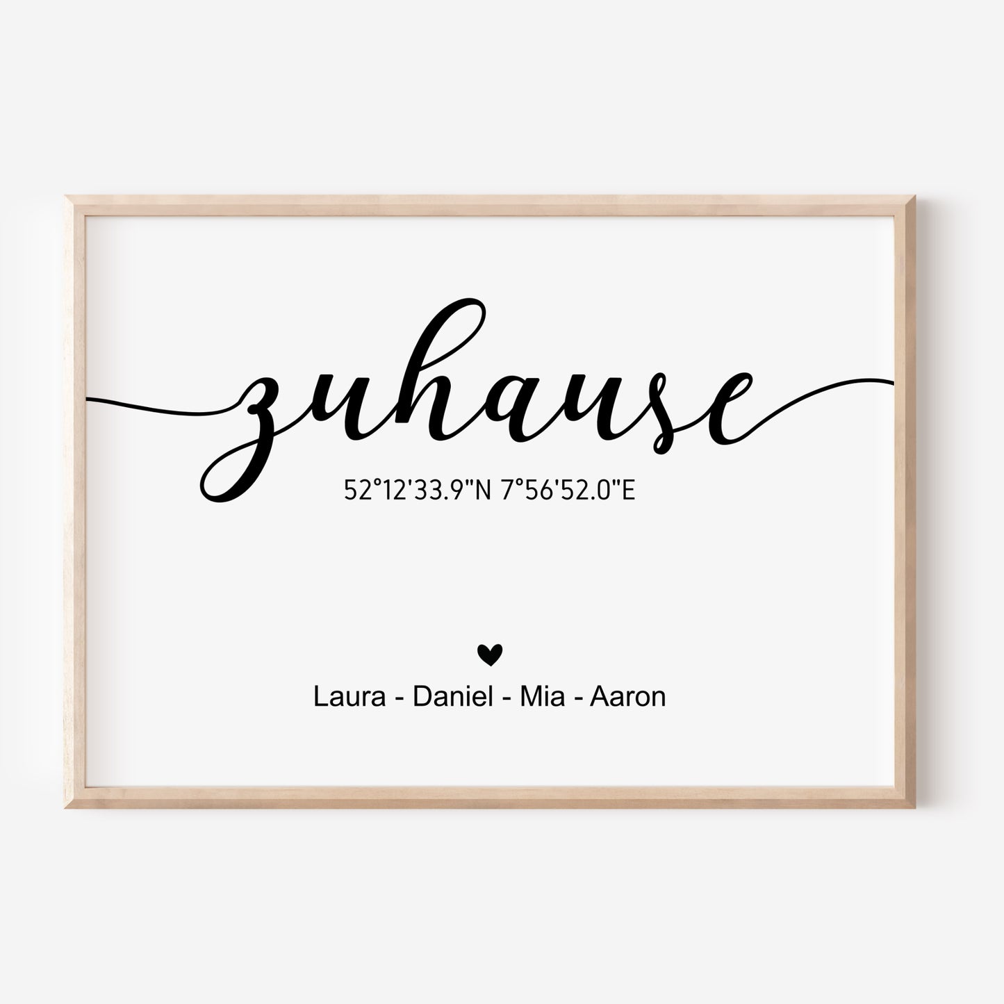 Poster Zuhause GPS Koordinaten Familie personalisiert