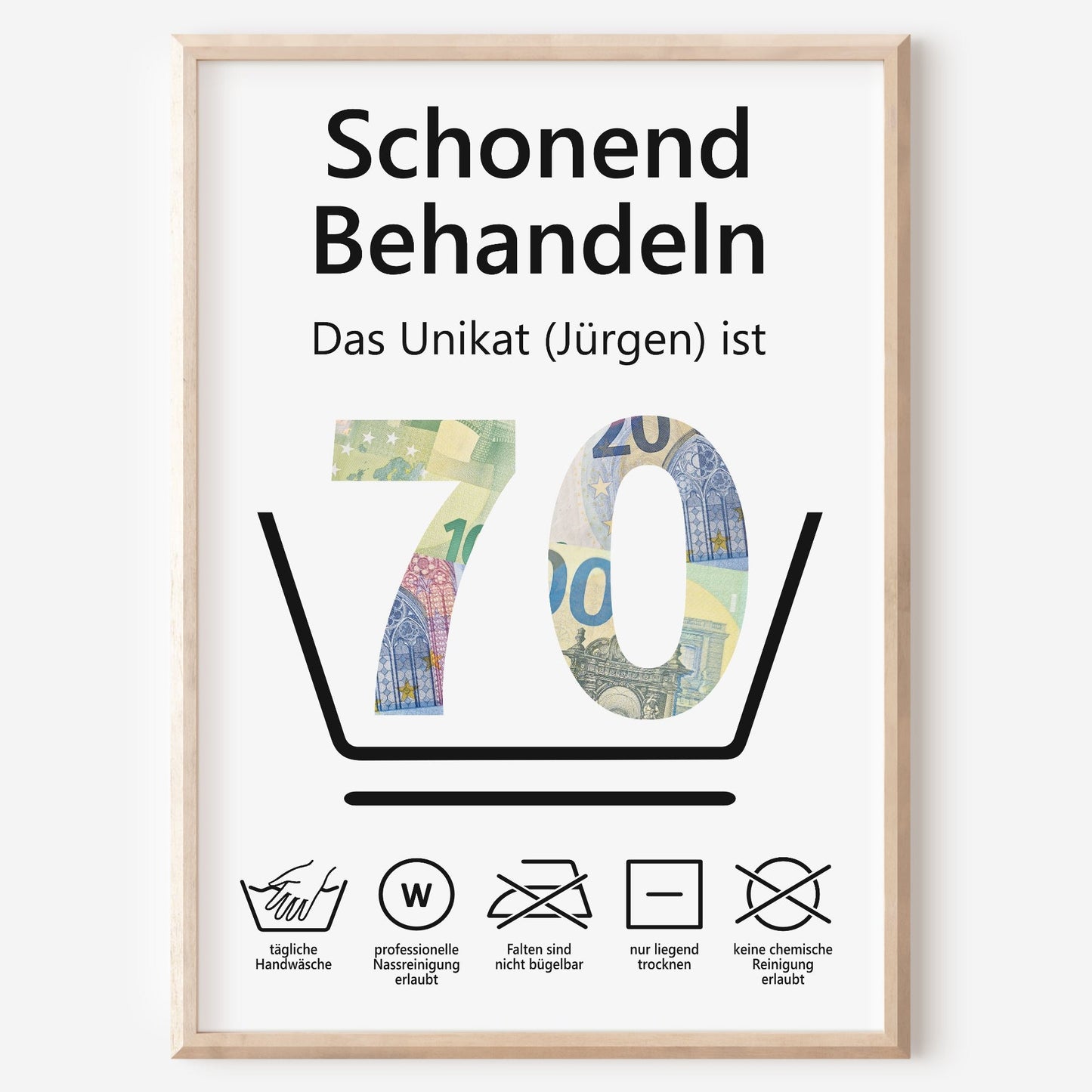 Geldgeschenk 70. Geburtstag Schonend Behandeln Jubiläum runder Geburtstag Personalisiert