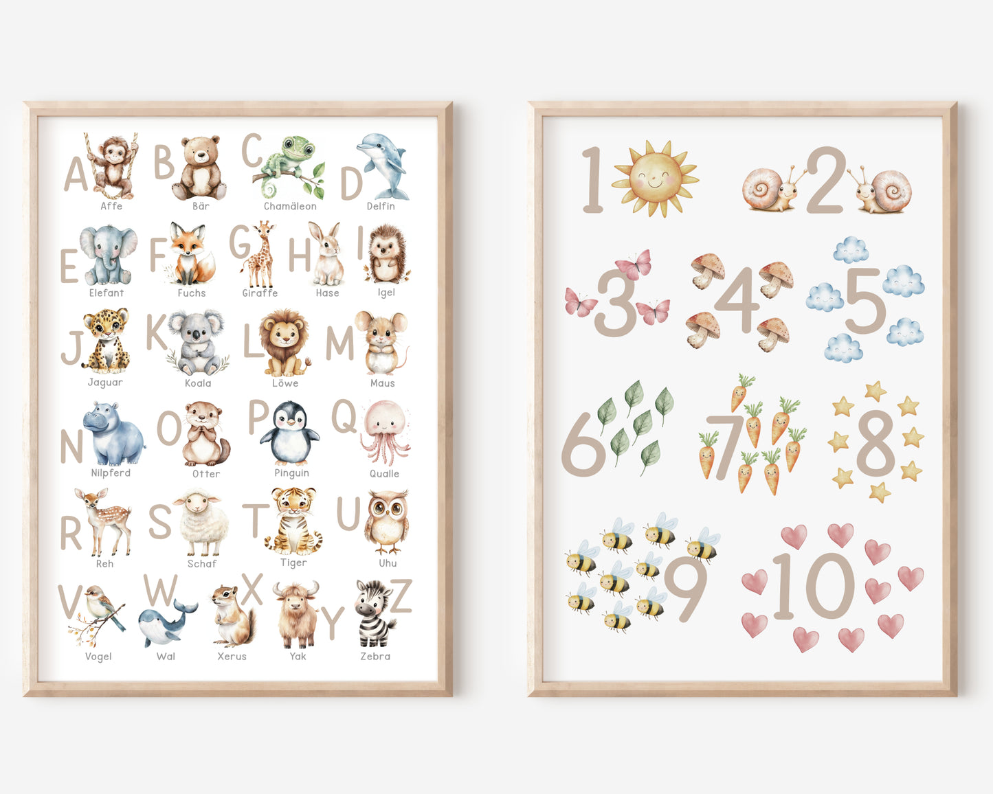 Kinderbild Zahlen Poster Natur Zahlenbild Lernposter Geschenk Dekoration Kinderzimmer