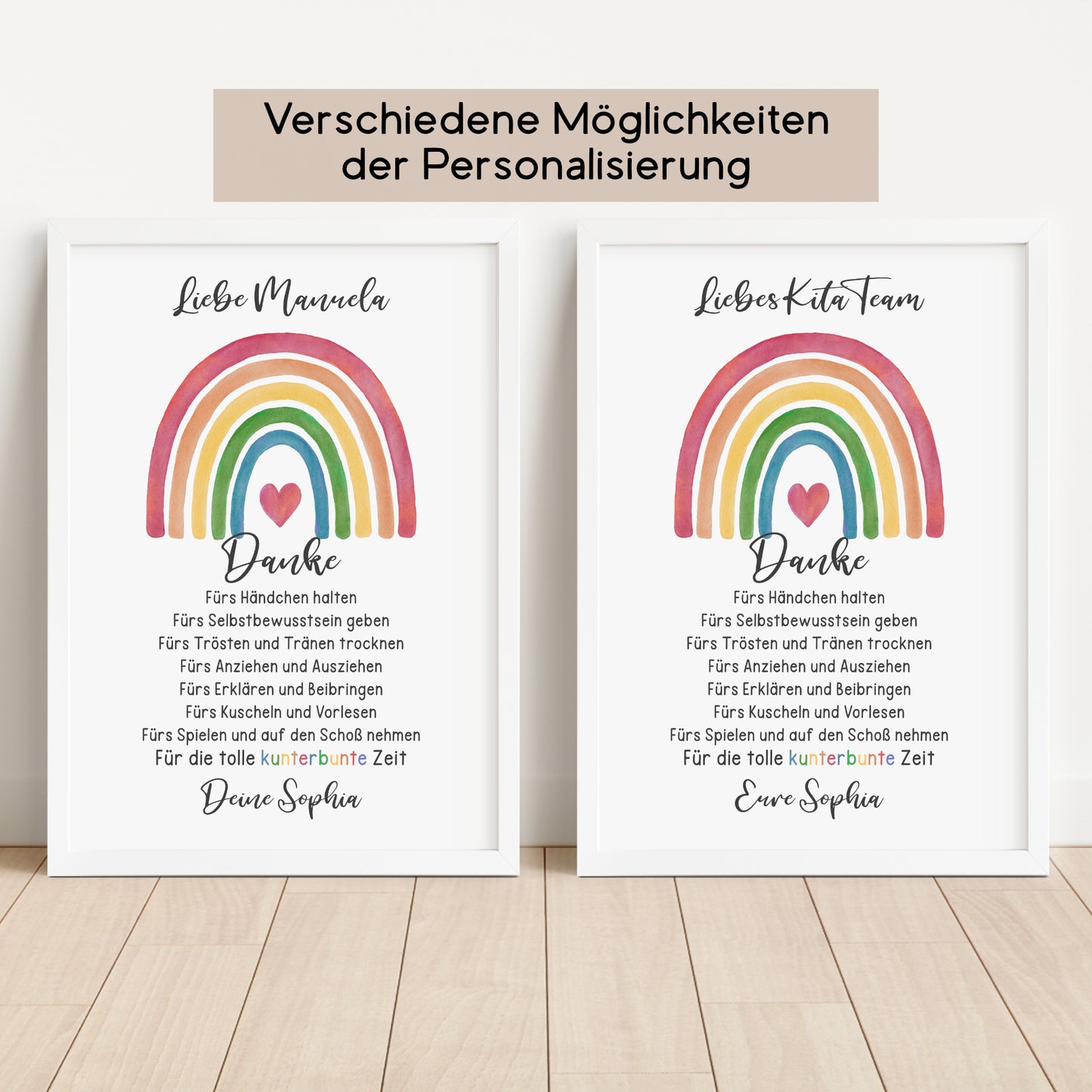 Abschiedsgeschenk Kita Erzieherin Kindergarten Kinderpflegerin Tagesmutter Poster Danke Regenbogen