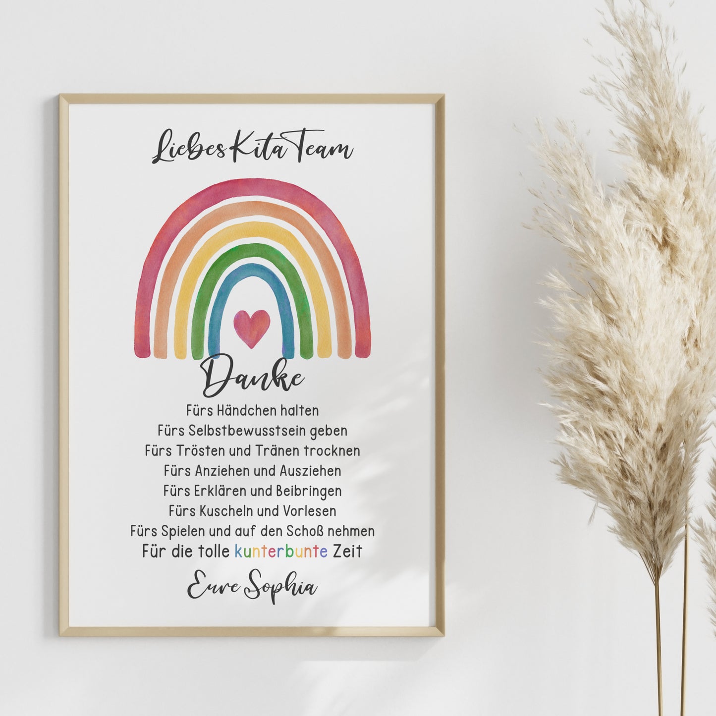 Abschiedsgeschenk Kita Erzieherin Kindergarten Kinderpflegerin Tagesmutter Poster Danke Regenbogen