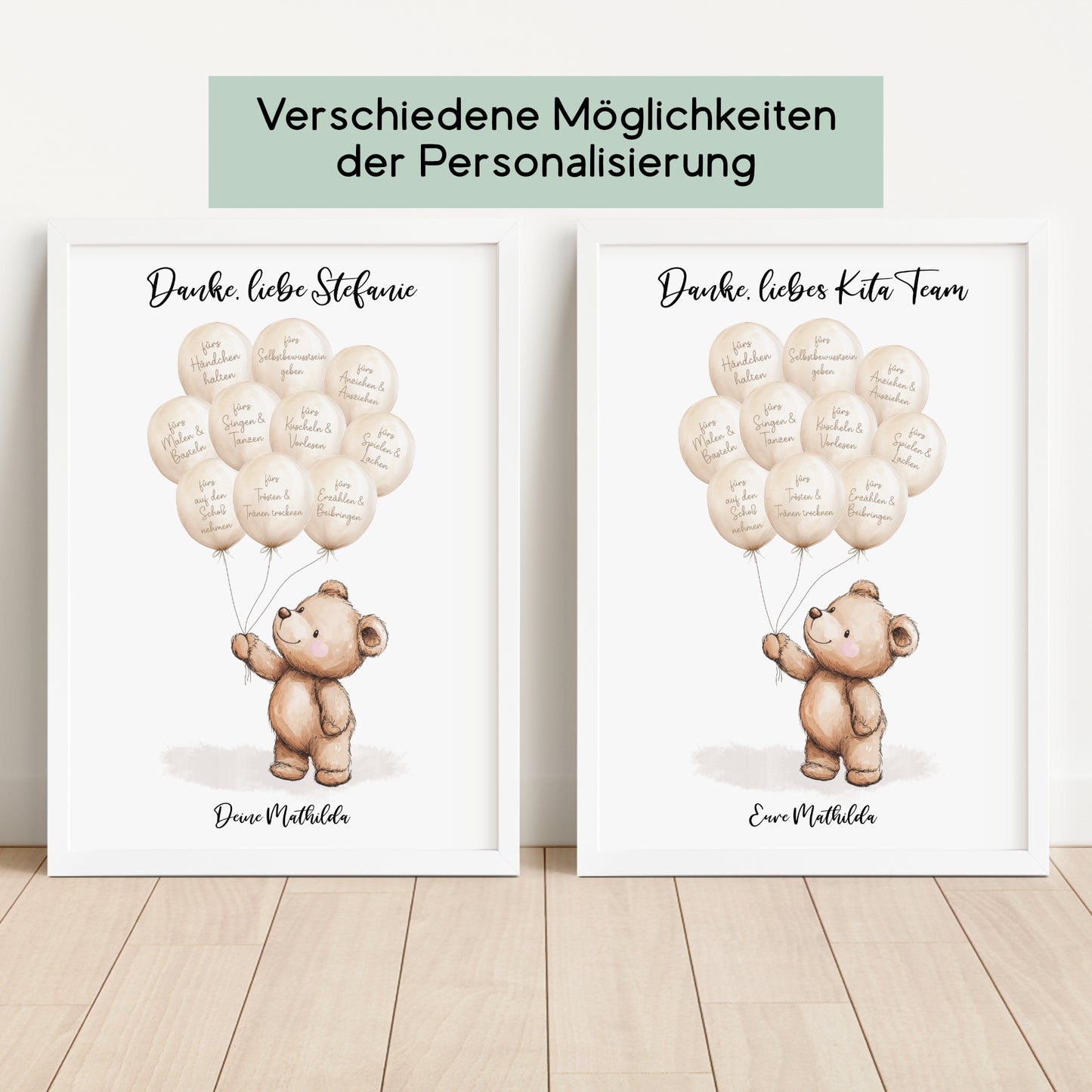 Abschiedsgeschenk Danke Kita Erzieherin Kindergarten Bär Ballons