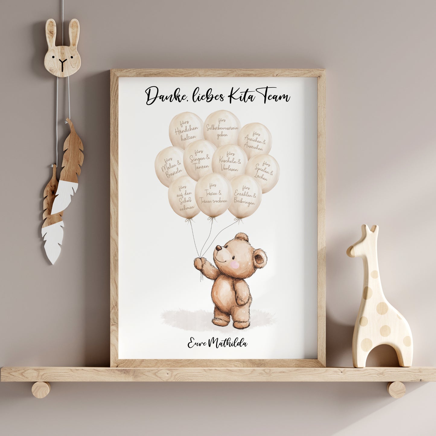 Abschiedsgeschenk Danke Kita Erzieherin Kindergarten Bär Ballons