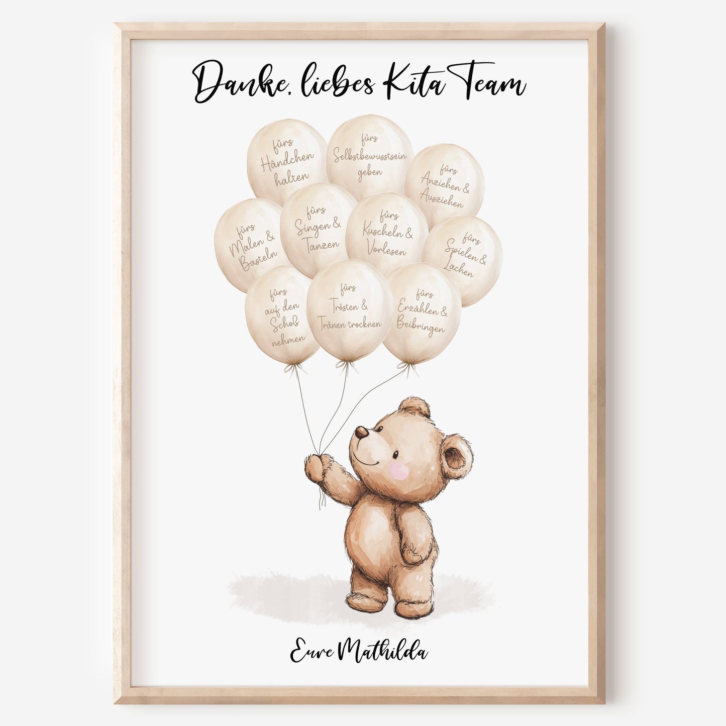 Abschiedsgeschenk Danke Kita Erzieherin Kindergarten Bär Ballons