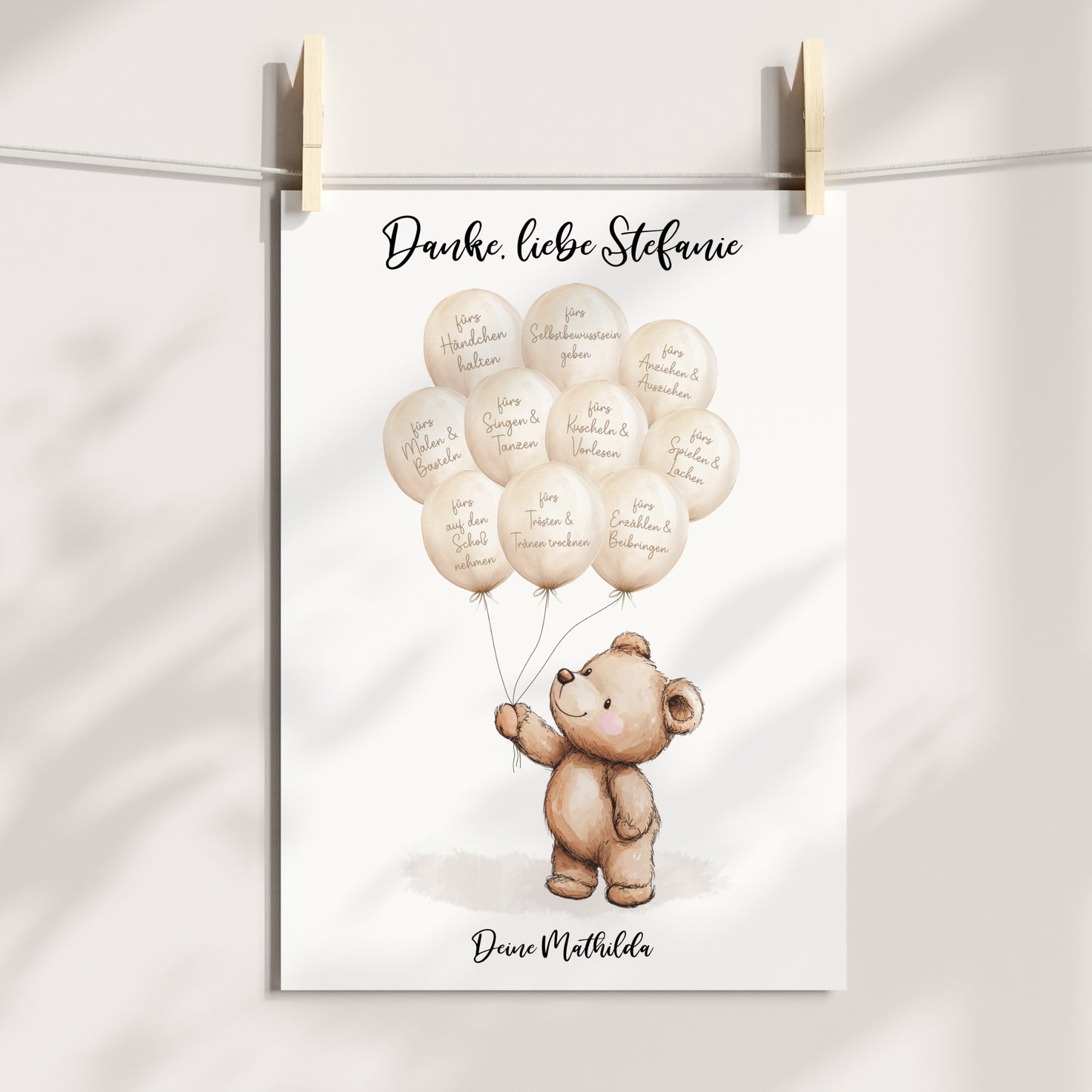 Abschiedsgeschenk Danke Kita Erzieherin Kindergarten Bär Ballons