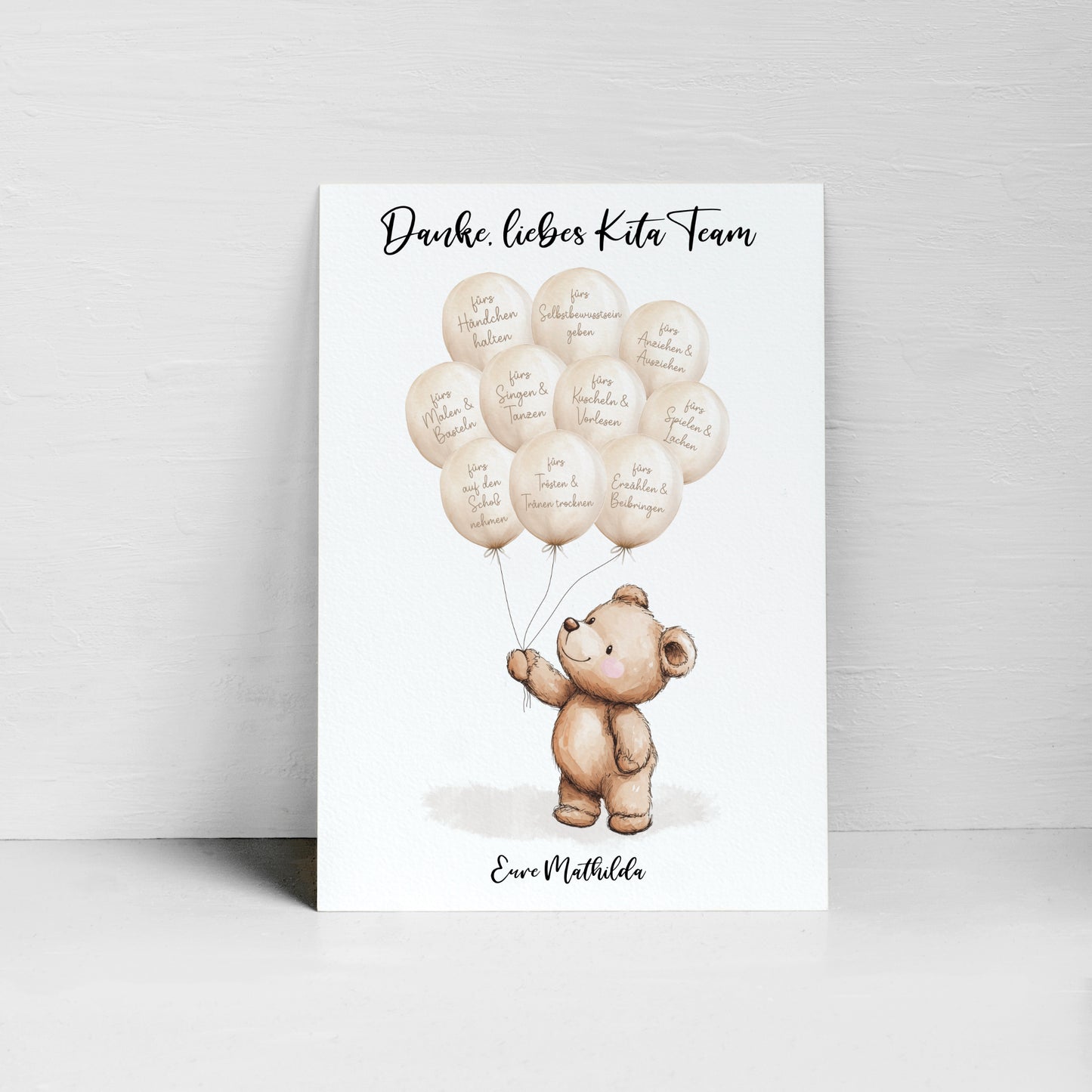 Abschiedsgeschenk Danke Kita Erzieherin Kindergarten Bär Ballons