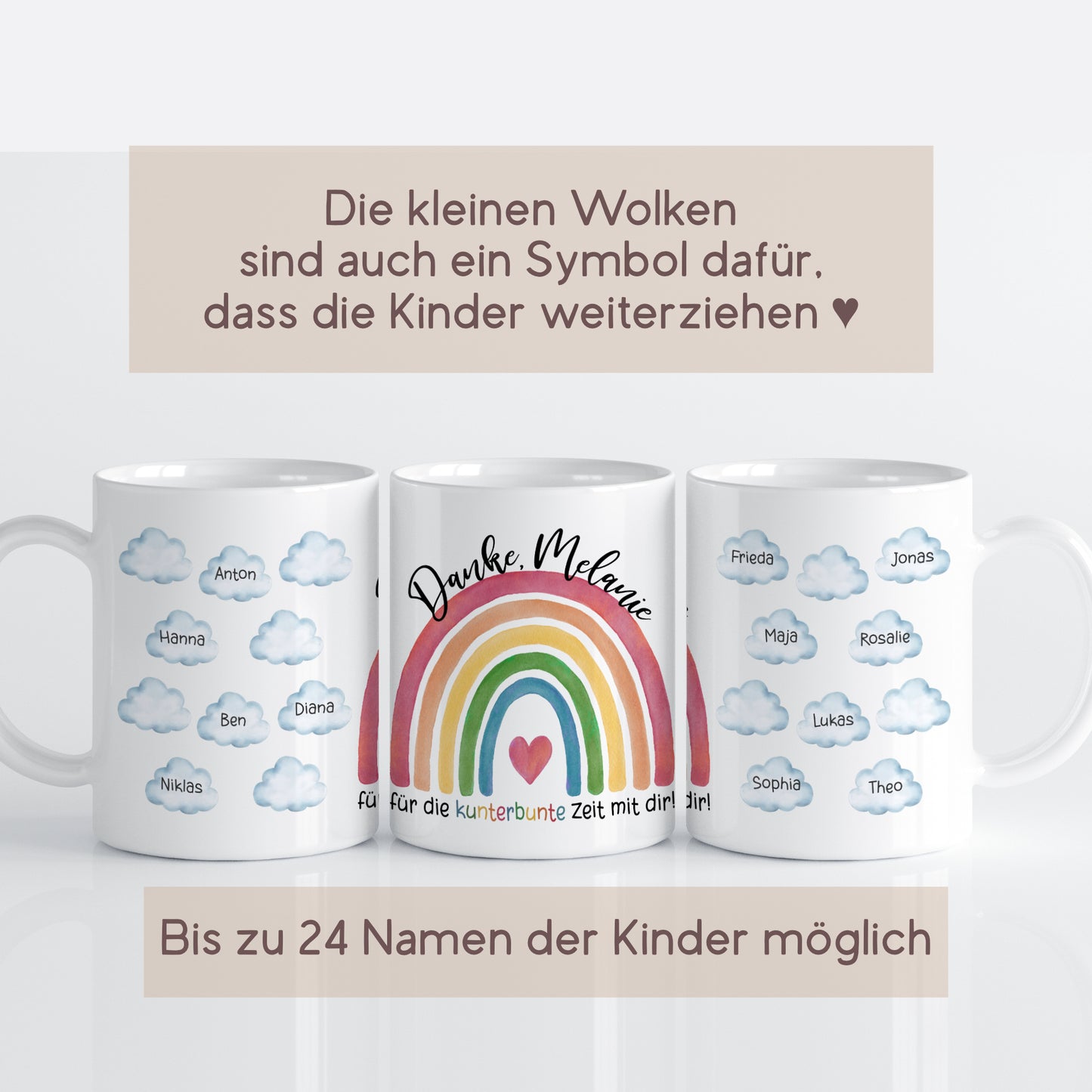 Abschiedsgeschenk Kindergarten Tasse Becher | Erzieherin | Tagesmutter | Verabschiedung | Kita | Kinderpflegerin | Dankeschön | Regenbogen