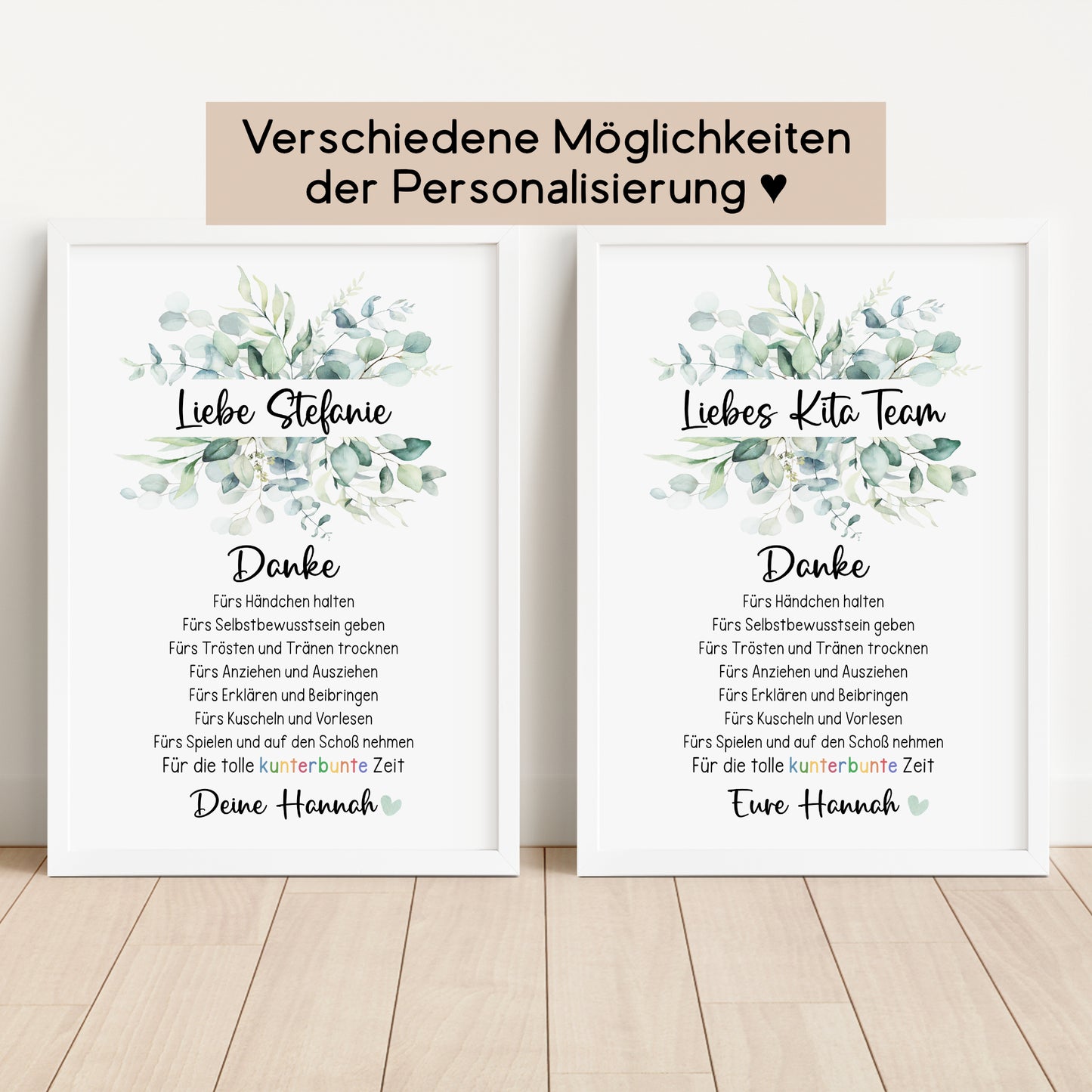 Abschiedsgeschenk Kita Erzieherin Kindergarten Kinderpflegerin Tagesmutter Poster Danke Eukalyptus