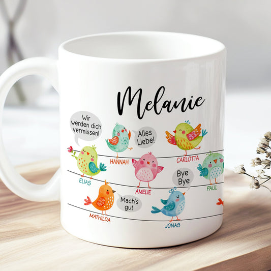 Abschiedsgeschenk Kindergarten Tasse Becher | Erzieherin | Tagesmutter | Verabschiedung | Kita Schule | Kinderpflegerin | Dankeschön | Vögel