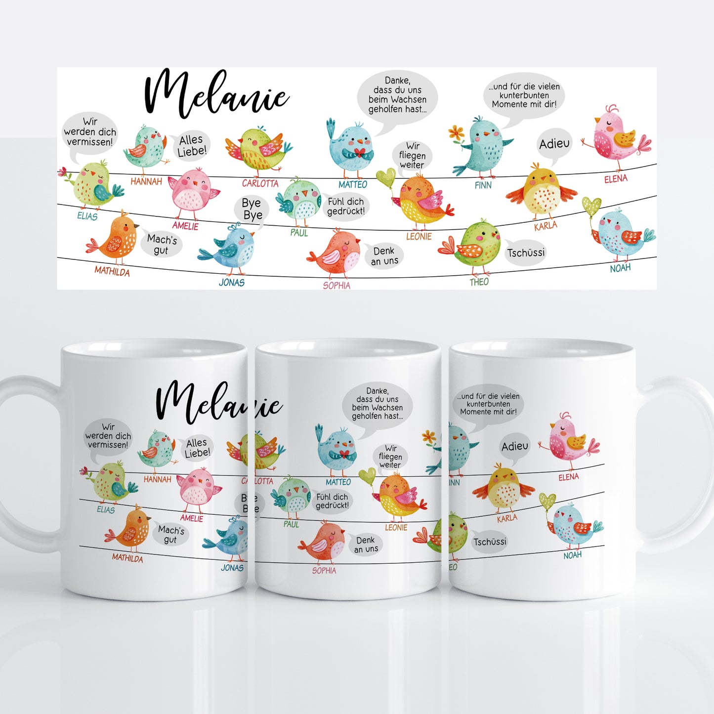 Abschiedsgeschenk Kindergarten Tasse Becher | Erzieherin | Tagesmutter | Verabschiedung | Kita Schule | Kinderpflegerin | Dankeschön | Vögel