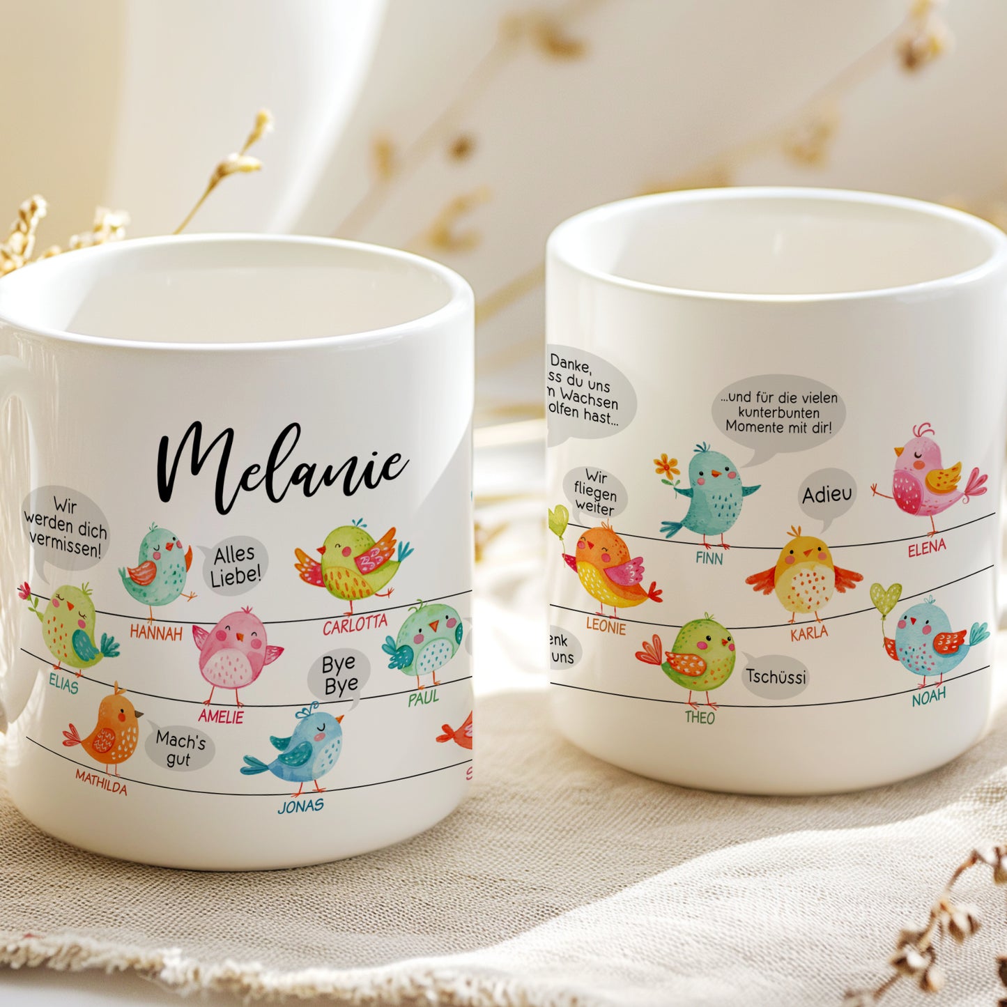 Abschiedsgeschenk Kindergarten Tasse Becher | Erzieherin | Tagesmutter | Verabschiedung | Kita Schule | Kinderpflegerin | Dankeschön | Vögel