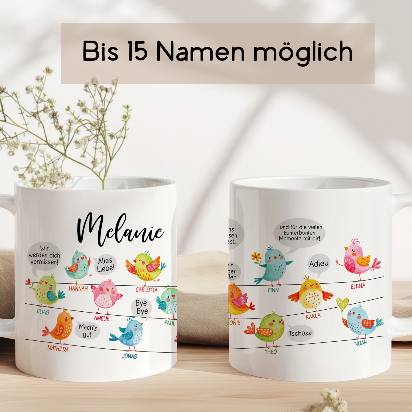 Abschiedsgeschenk Kindergarten Tasse Becher | Erzieherin | Tagesmutter | Verabschiedung | Kita Schule | Kinderpflegerin | Dankeschön | Vögel