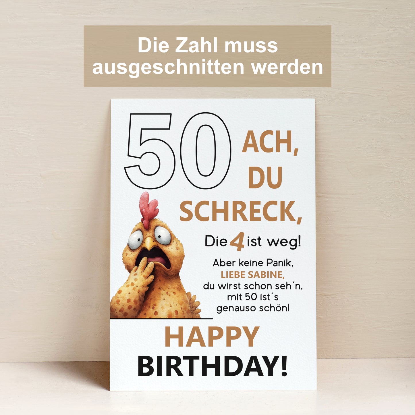 Geldgeschenk 50. Geburtstag Jubiläum runder Geburtstag Personalisiert Huhn Ach du Schreck
