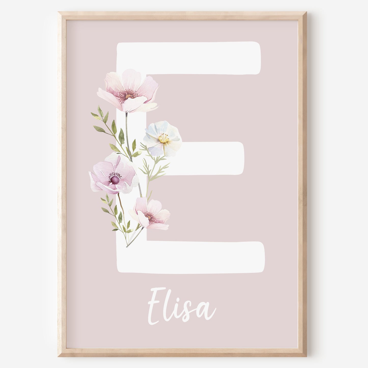 Poster Buchstabe Wildblumen Wiesenblumen Name personalisiert Kinderzimmer Mädchen