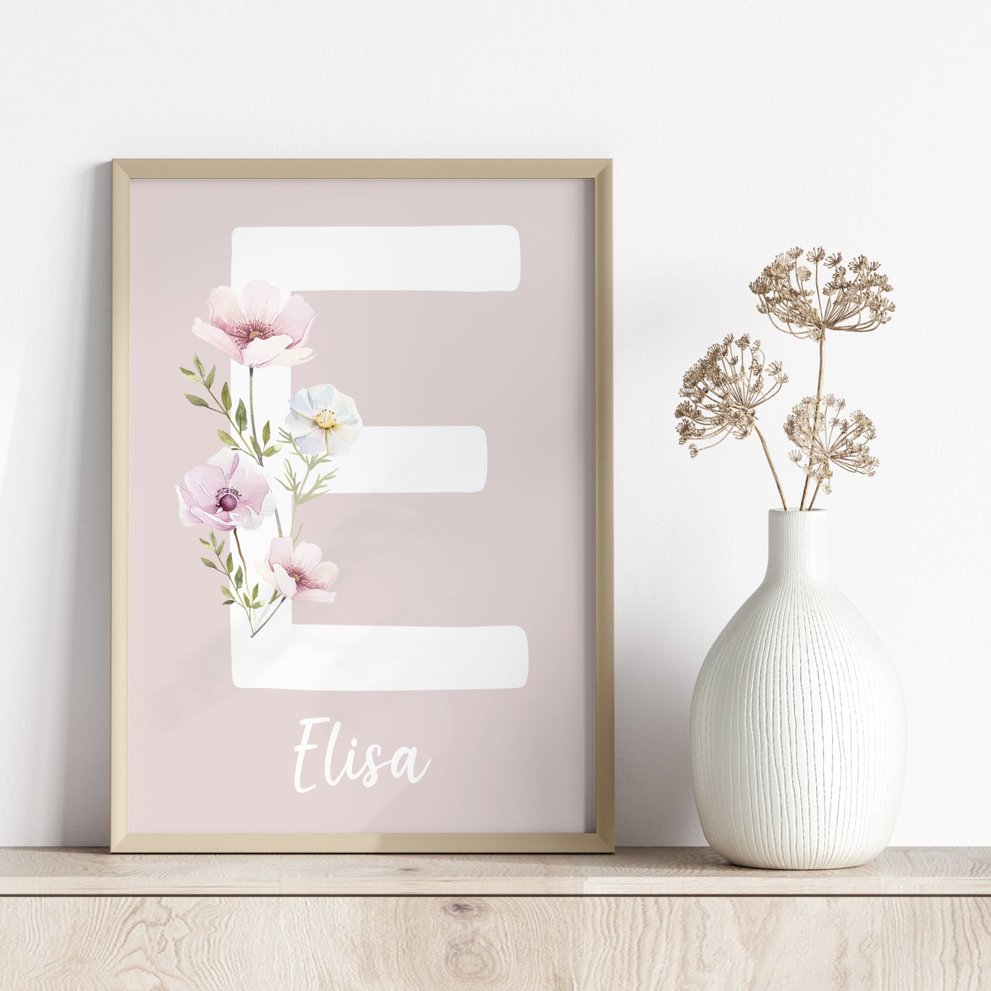 Poster Buchstabe Wildblumen Wiesenblumen Name personalisiert Kinderzimmer Mädchen