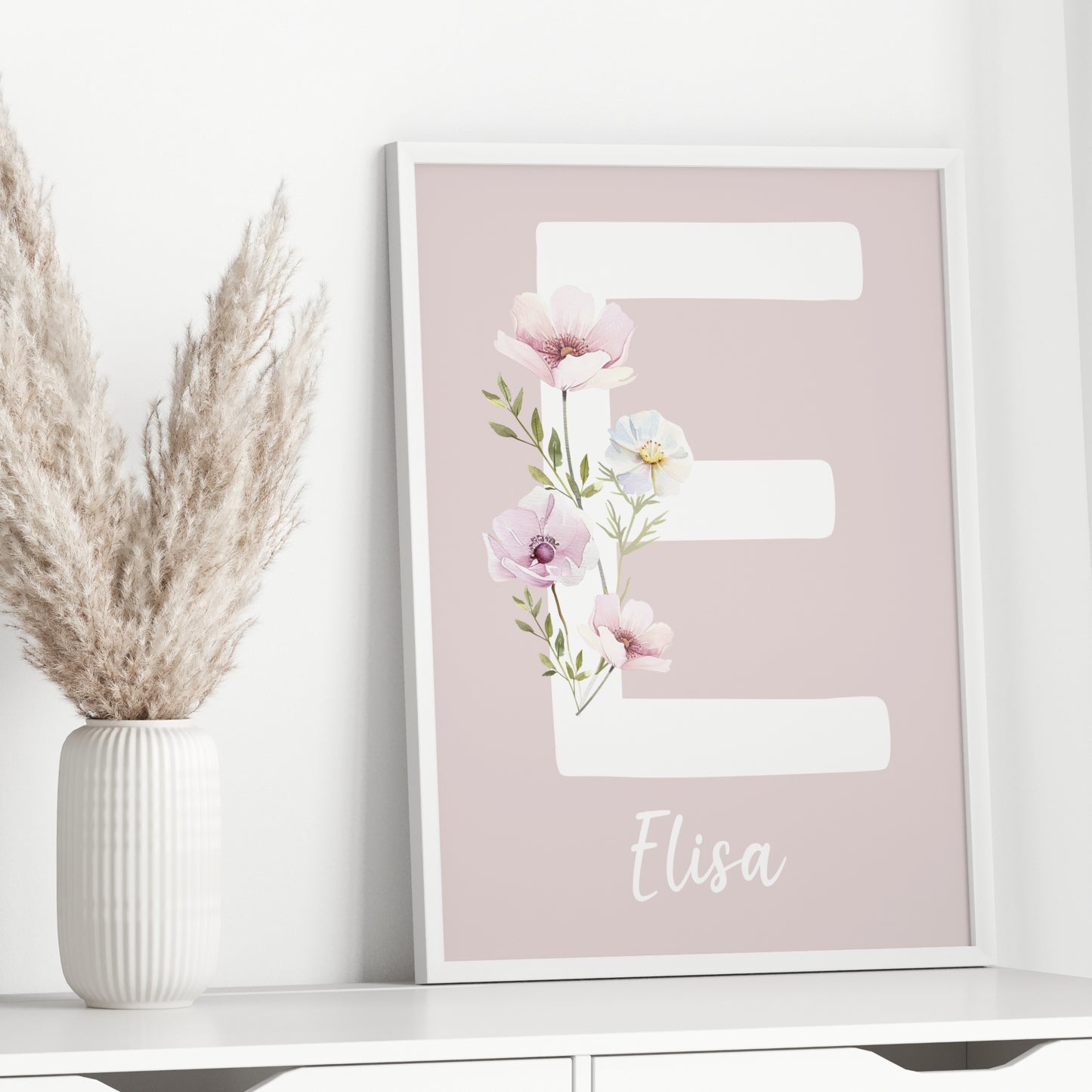 Poster Buchstabe Wildblumen Wiesenblumen Name personalisiert Kinderzimmer Mädchen